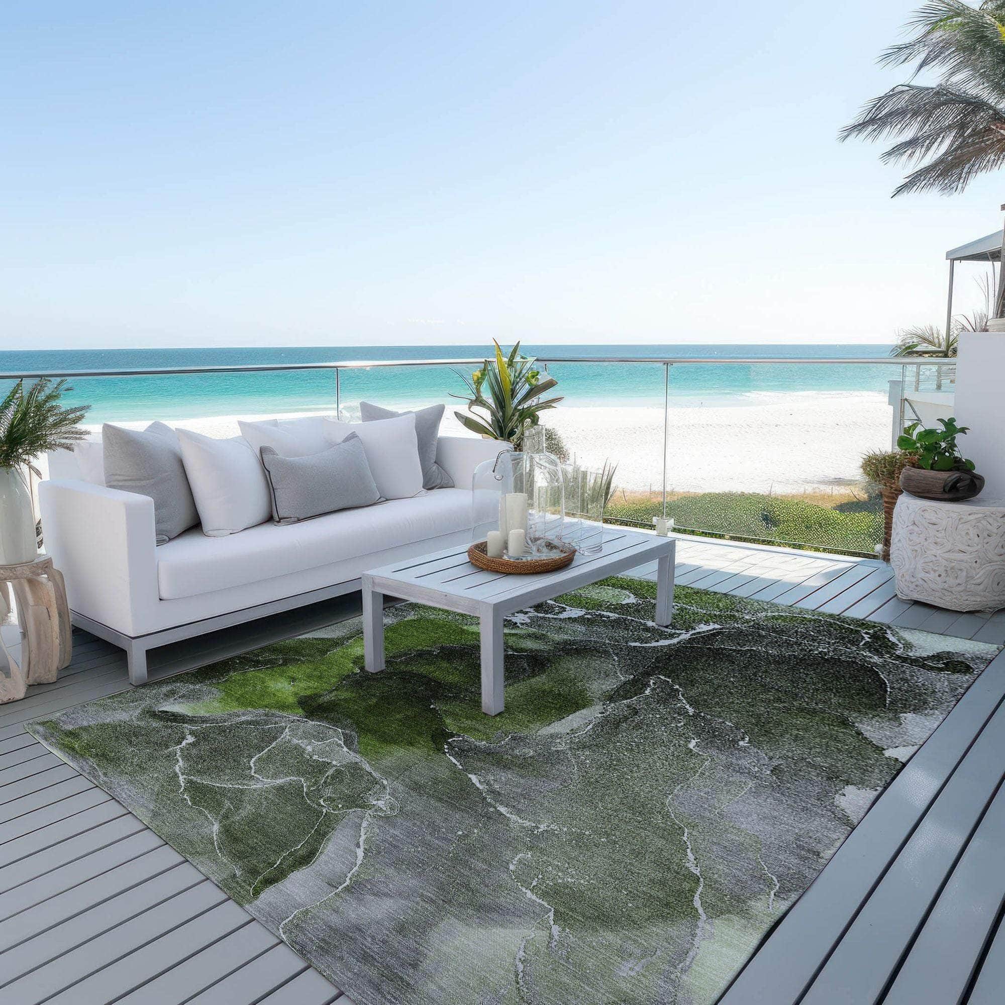 Machine Made ACN503 Green Rugs