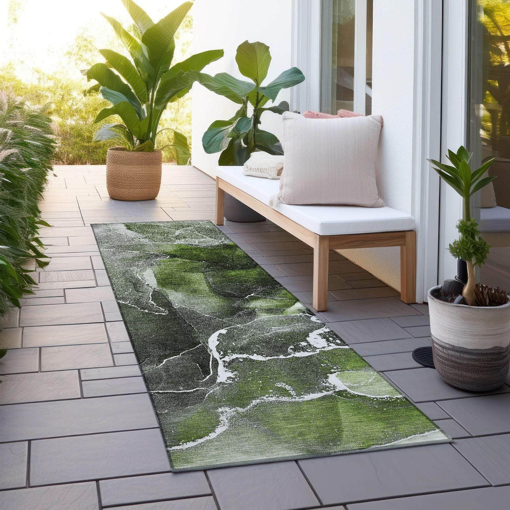 Machine Made ACN503 Green Rugs