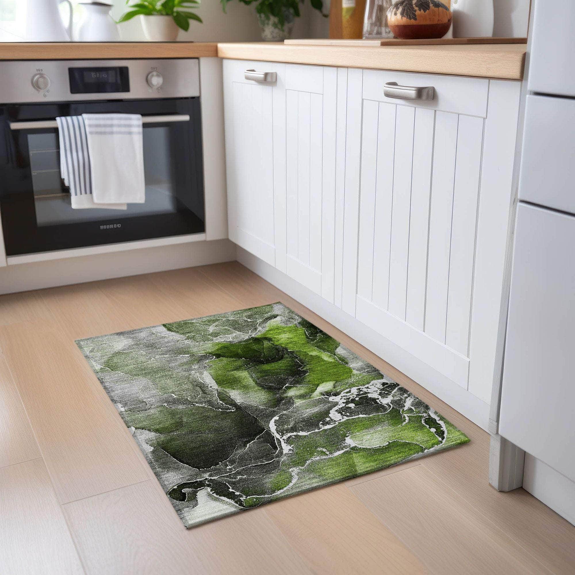 Machine Made ACN503 Green Rugs