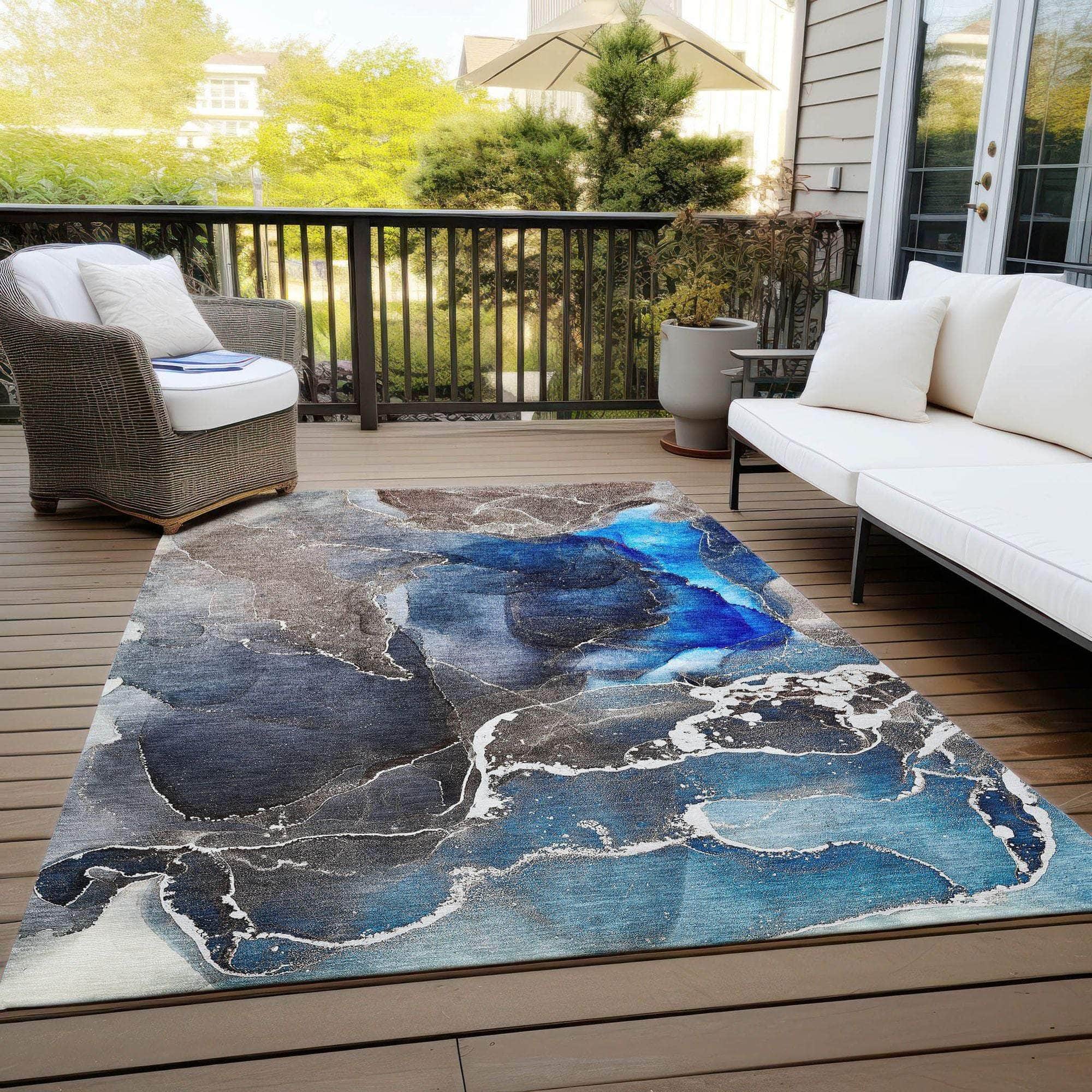 Machine Made ACN503 Navy Blue Rugs