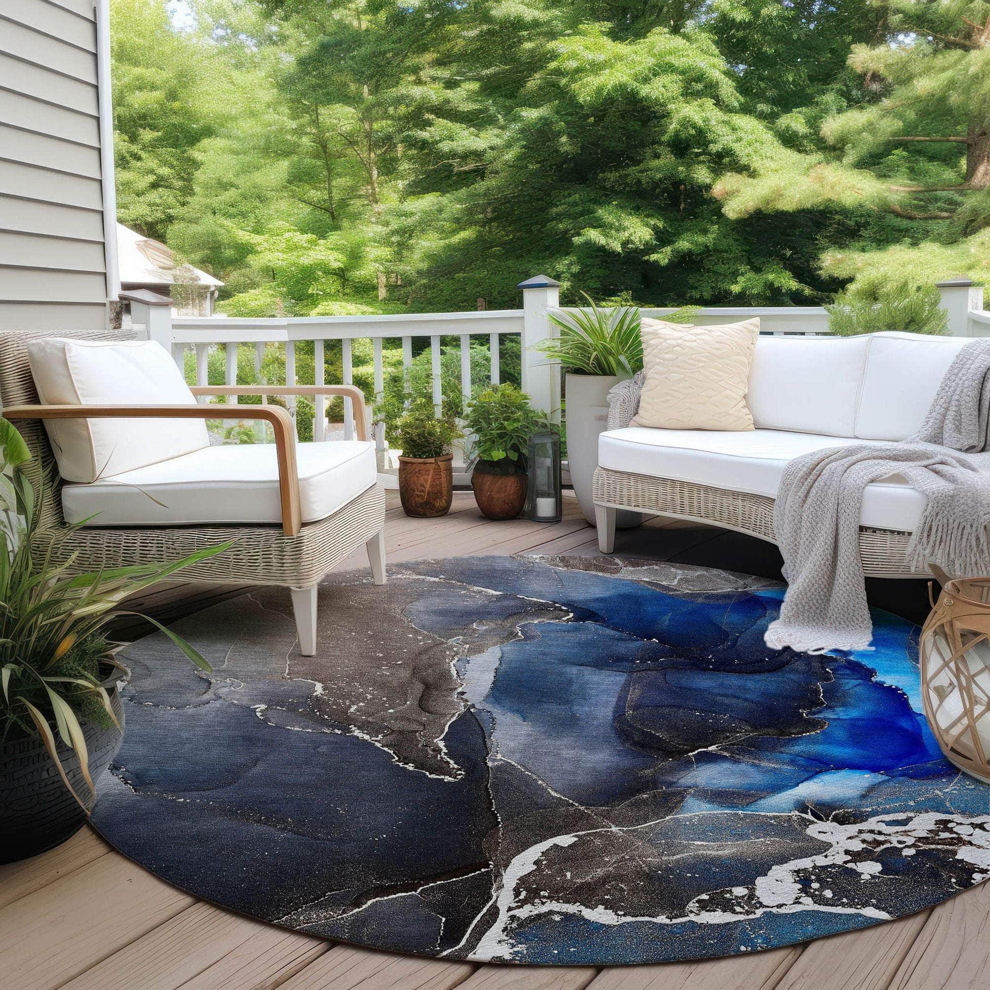 Machine Made ACN503 Navy Blue Rugs