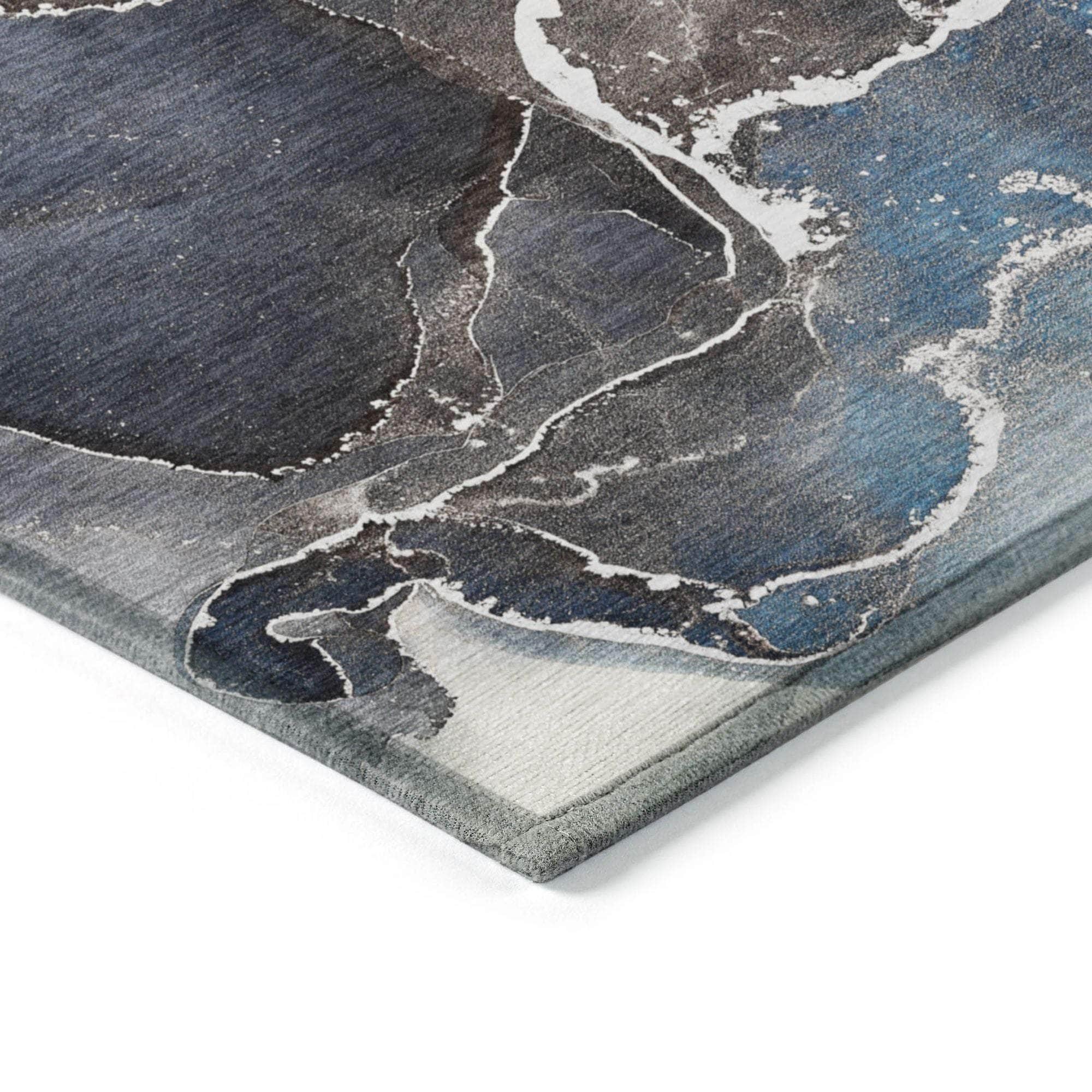 Machine Made ACN503 Navy Blue Rugs