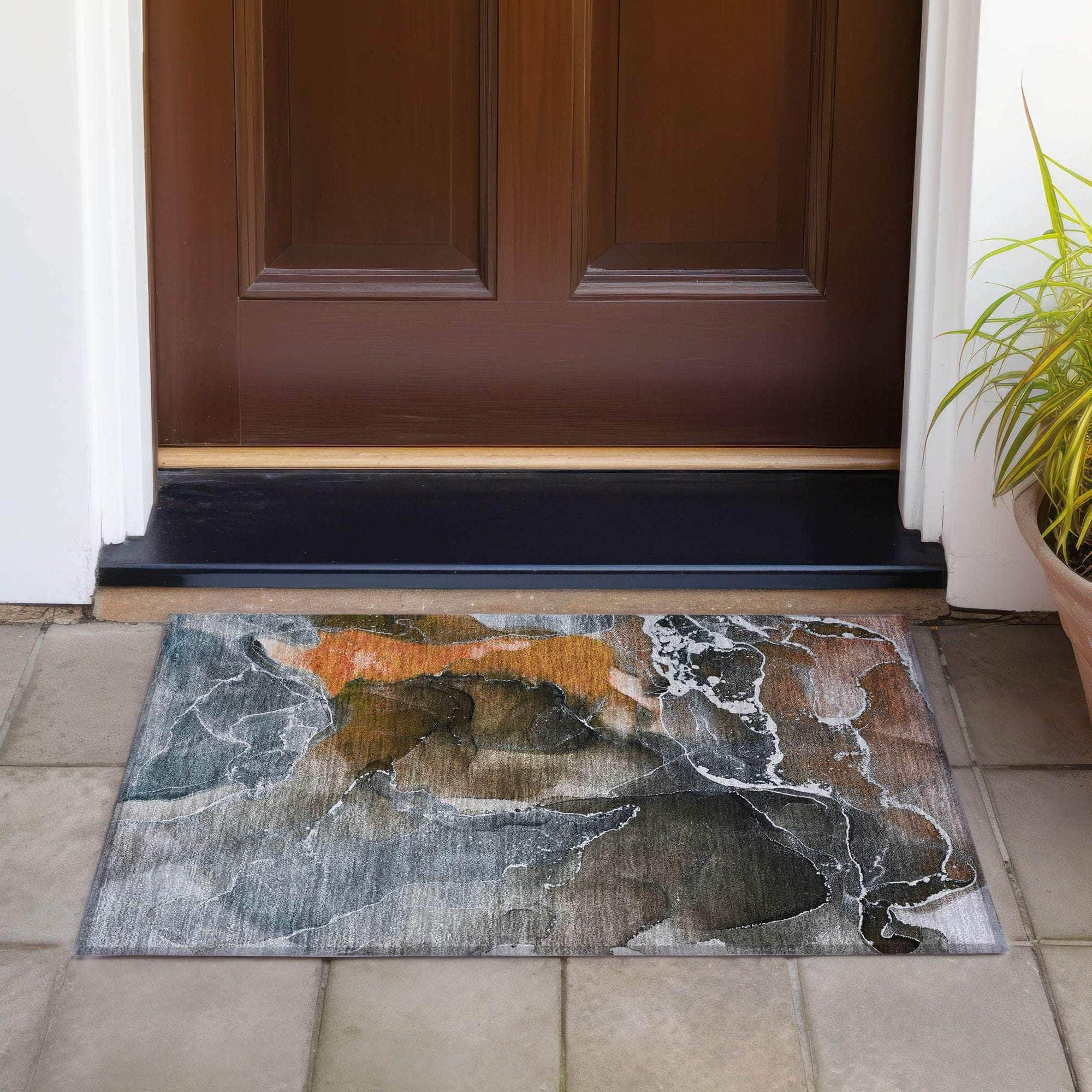 Machine Made ACN503 Orange Rugs