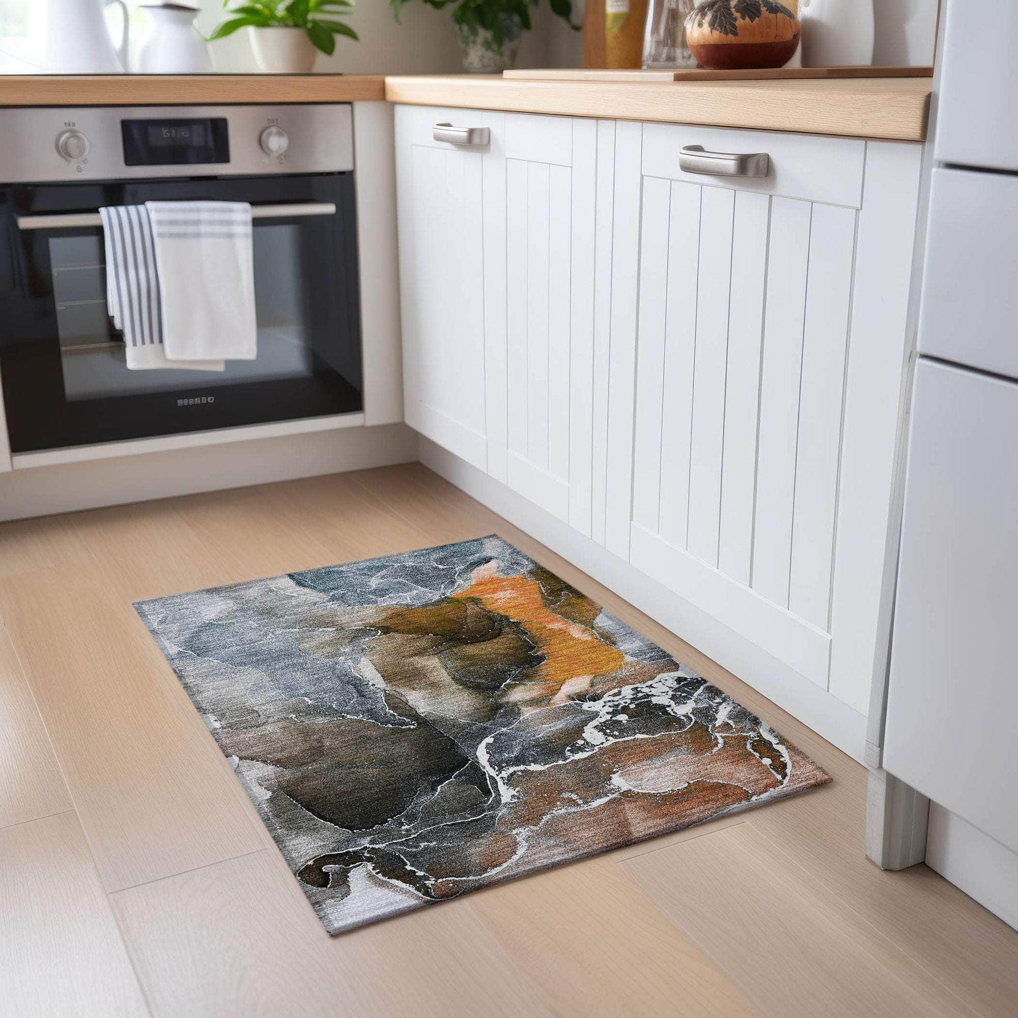 Machine Made ACN503 Orange Rugs