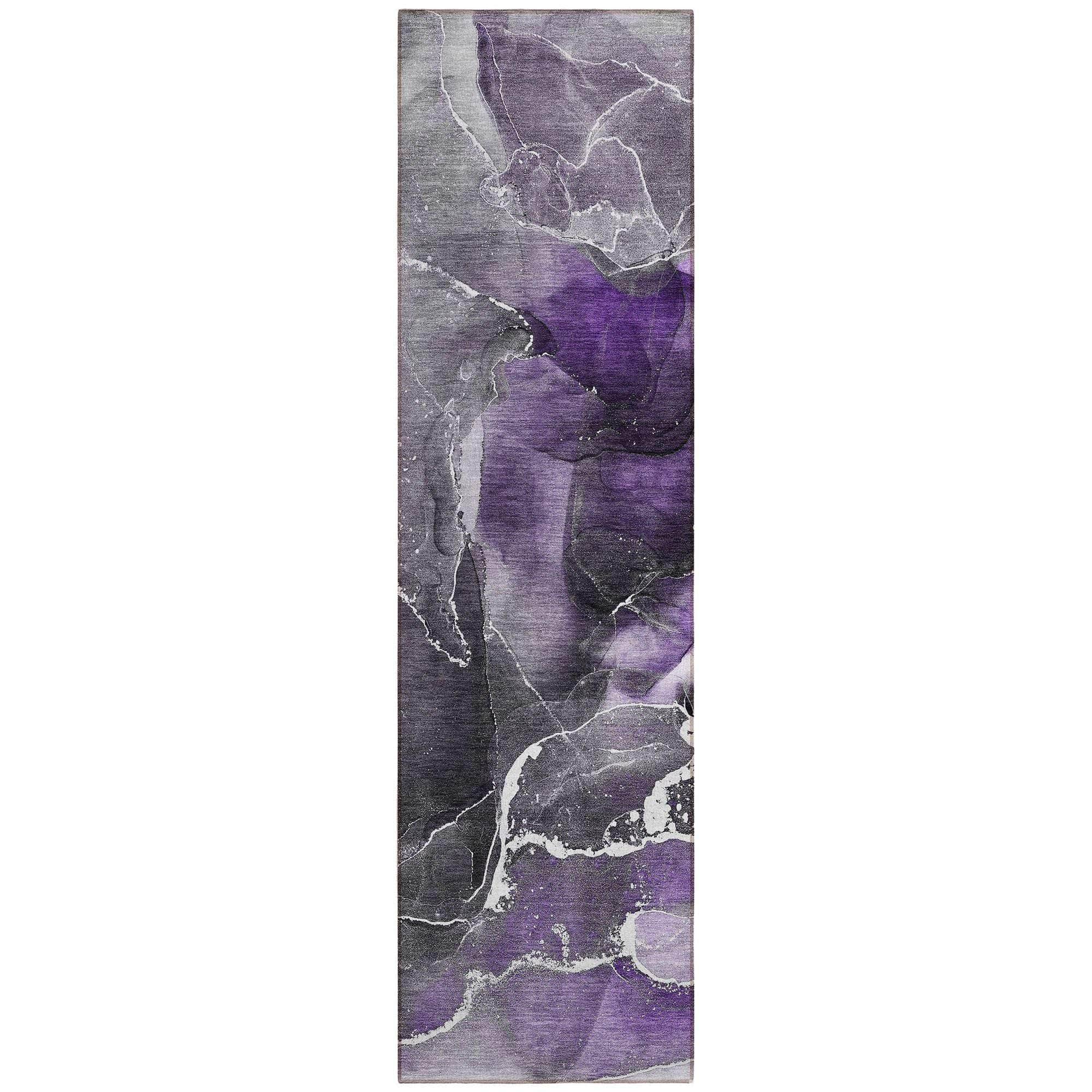 Machine Washable Purple Rug - Indoor / Outdoor - Kids / Pet Friendly Watercolors Print Rug