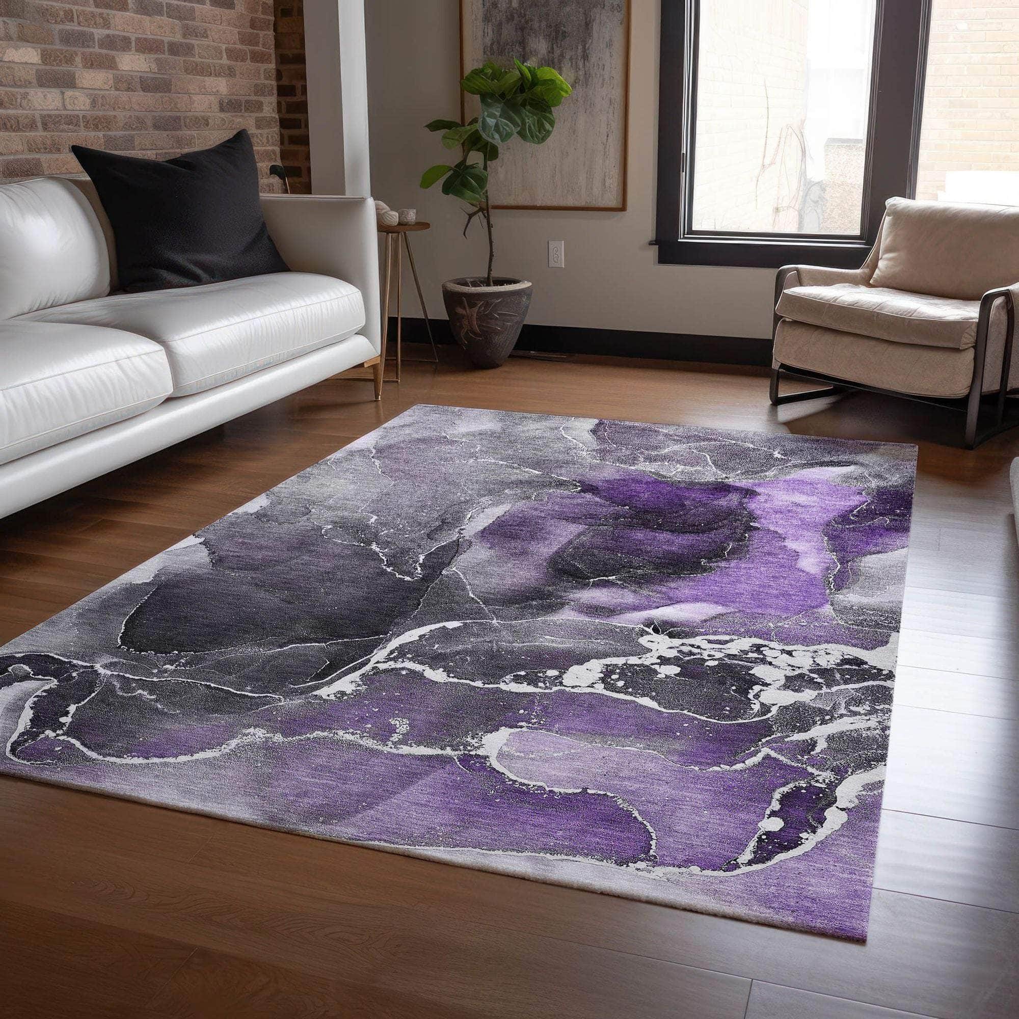 Machine Made ACN503 Purple Rugs