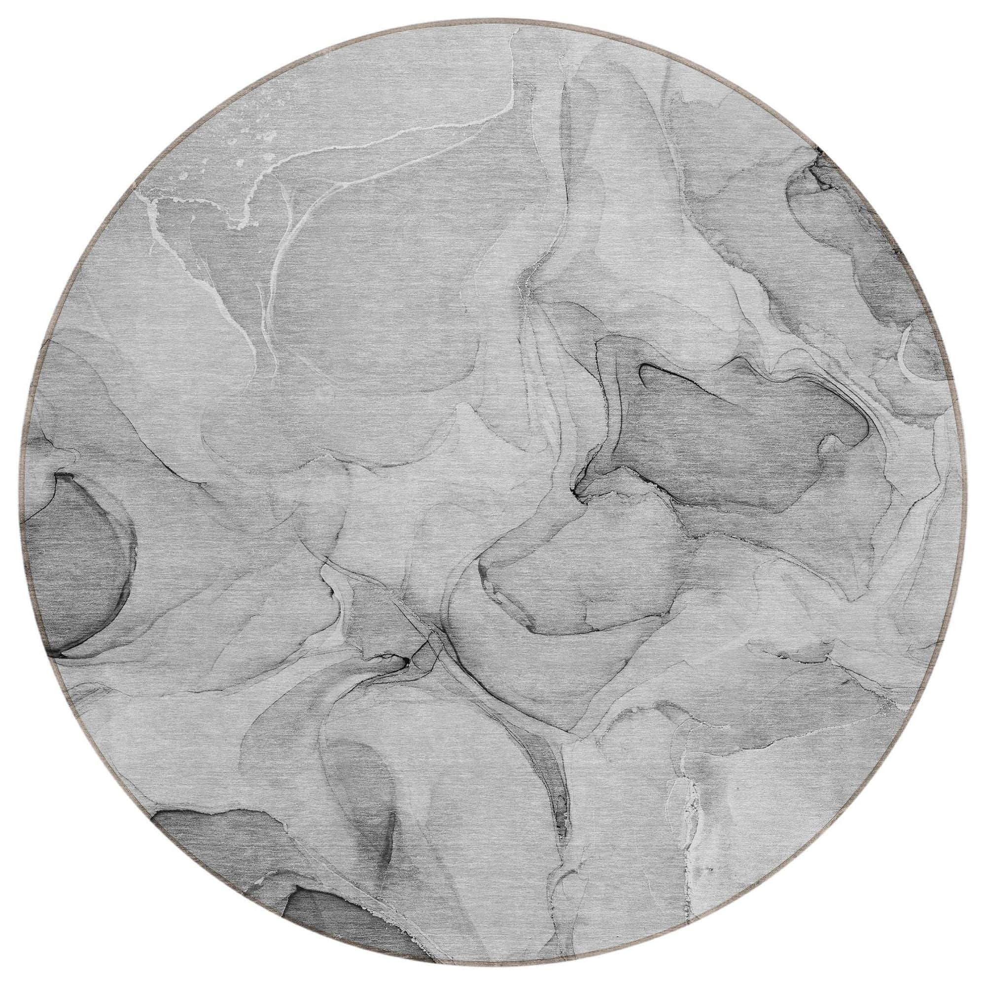 Machine Washable Gray Rug - Indoor / Outdoor - Kids / Pet Friendly Watercolors Print Rug