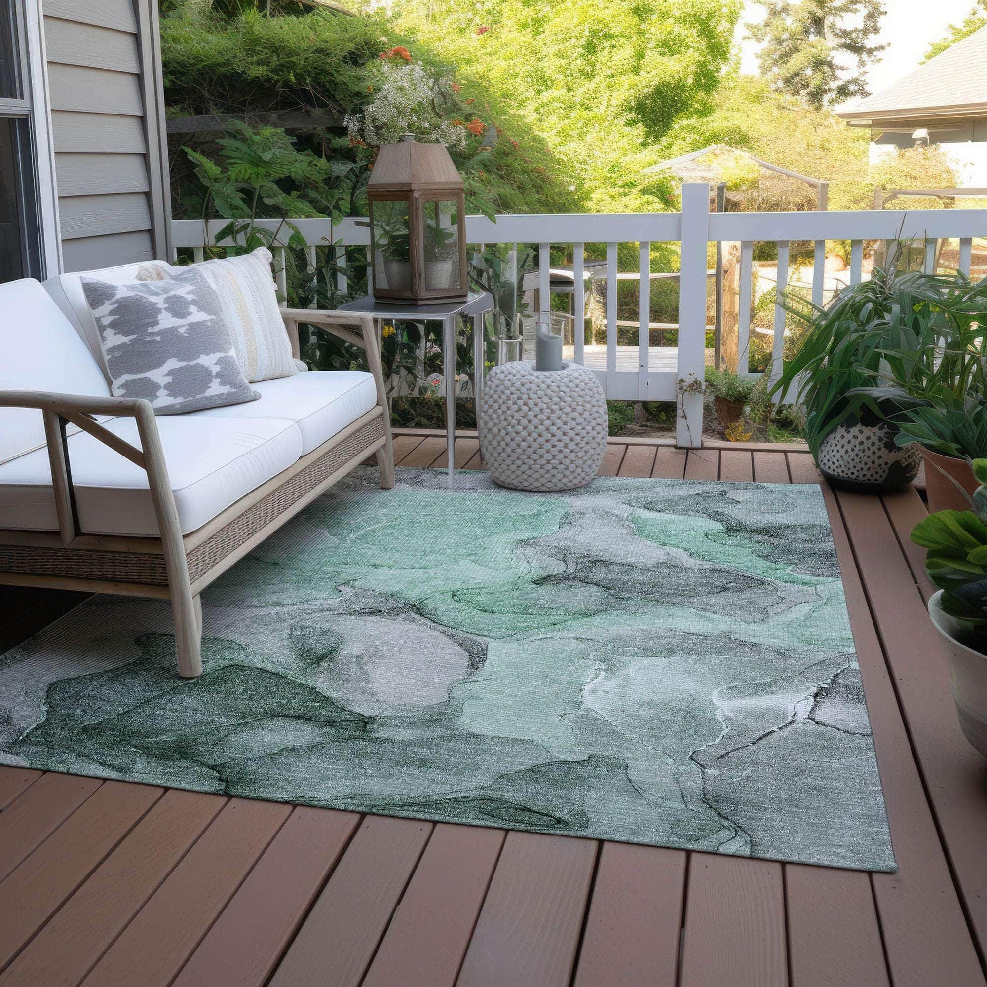Machine Made ACN504 Green Rugs