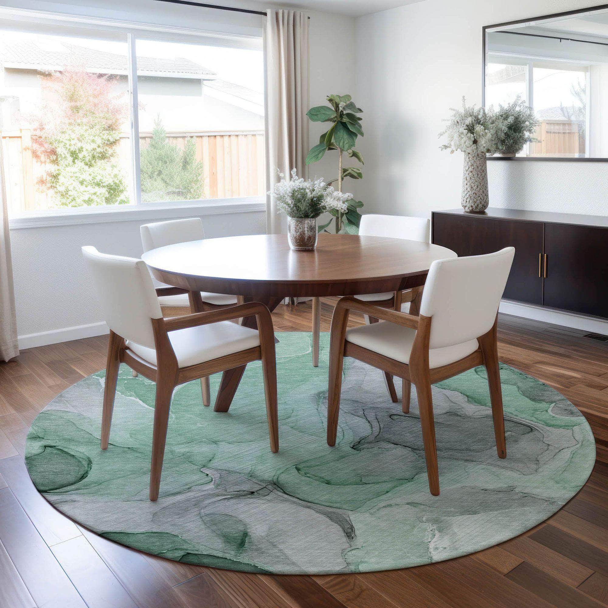 Machine Made ACN504 Green Rugs