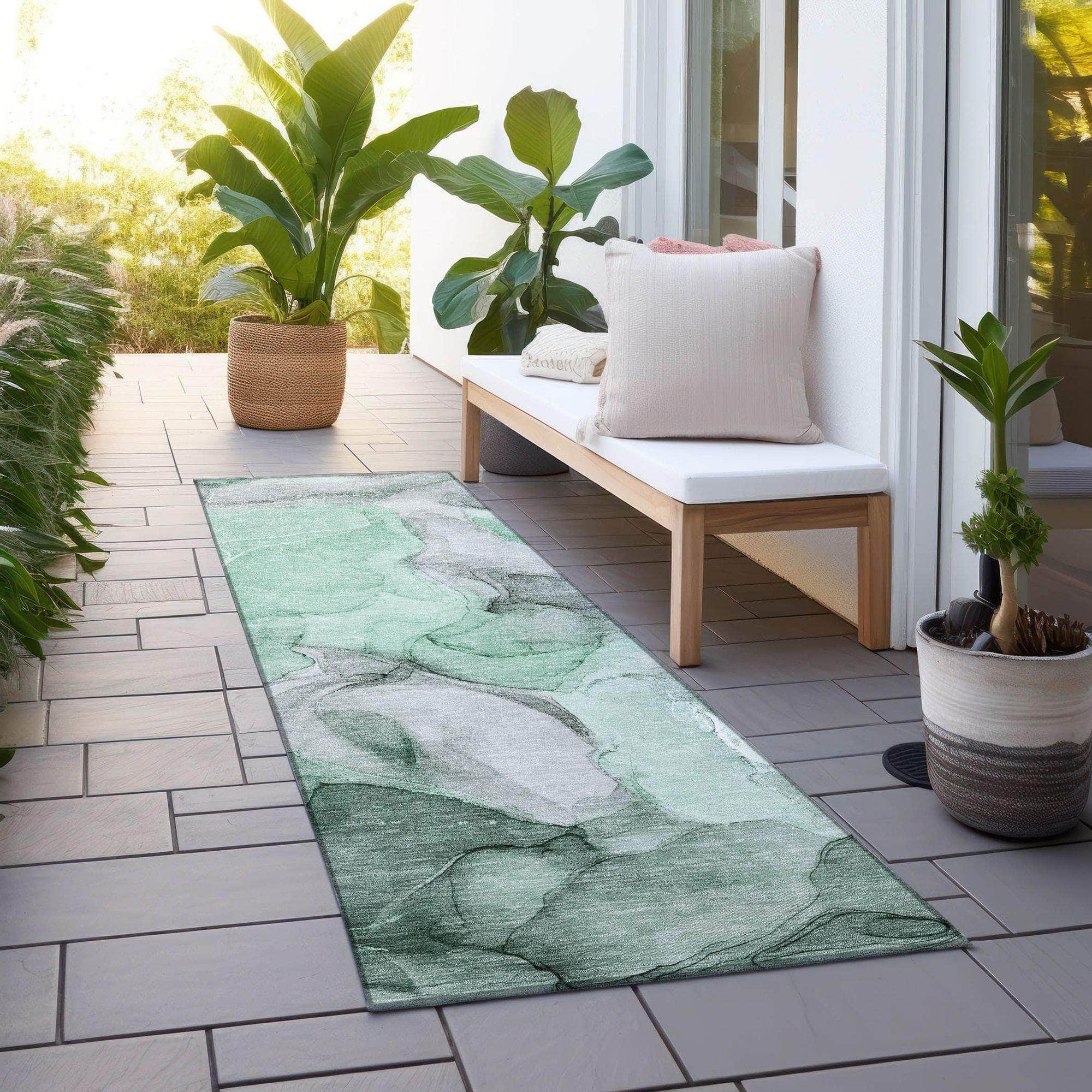 Machine Made ACN504 Green Rugs