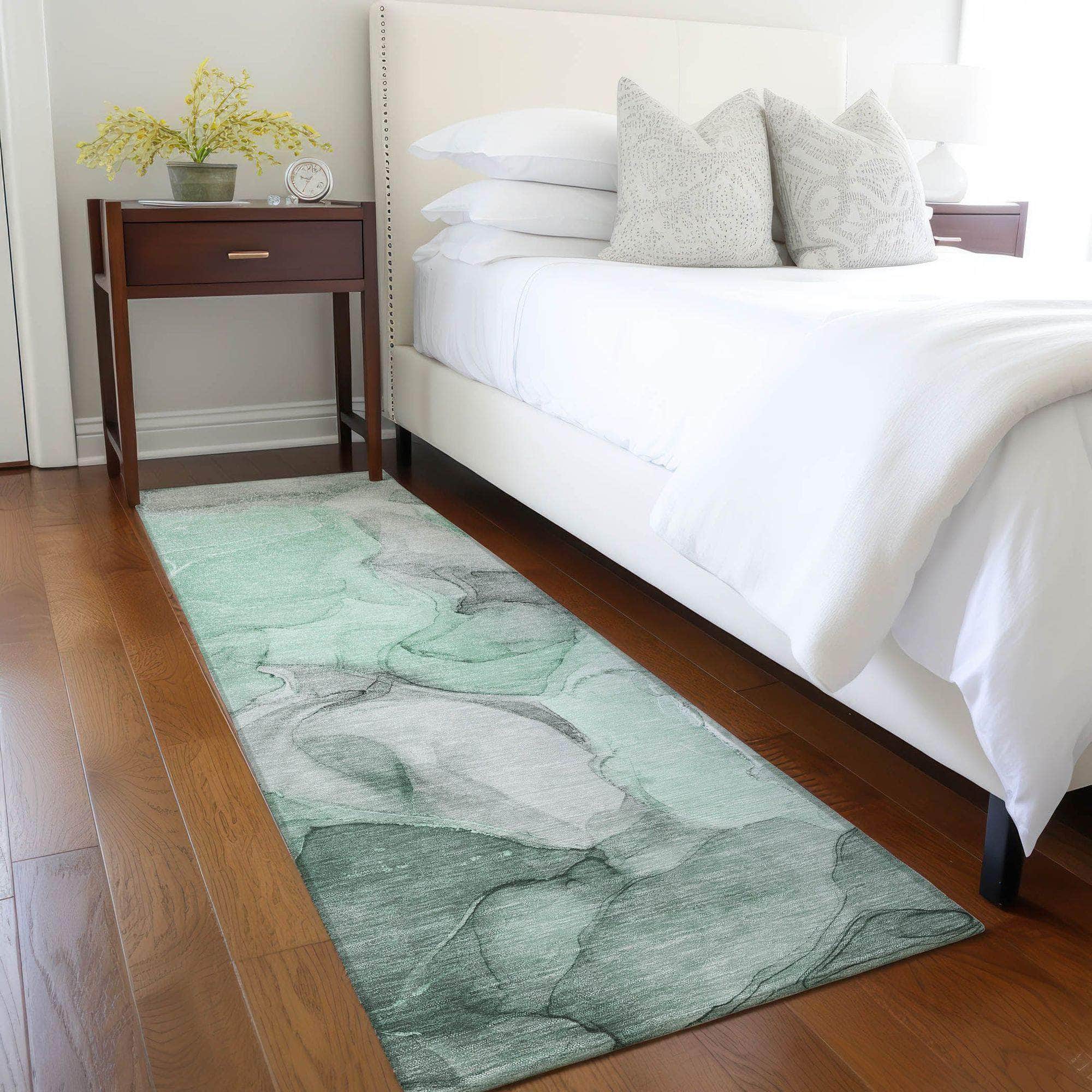 Machine Made ACN504 Green Rugs