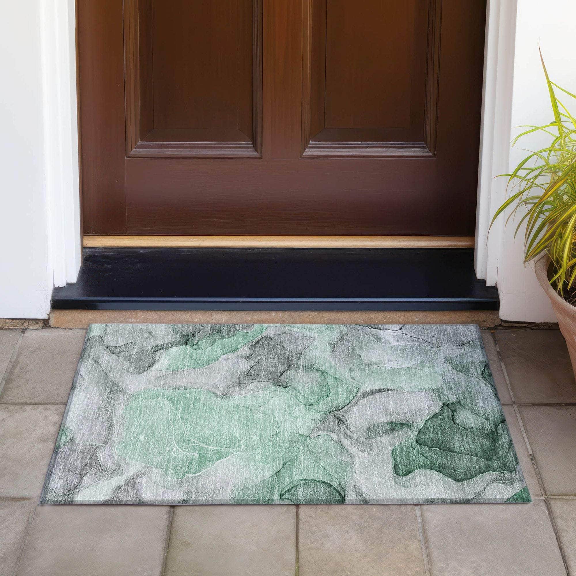 Machine Made ACN504 Green Rugs