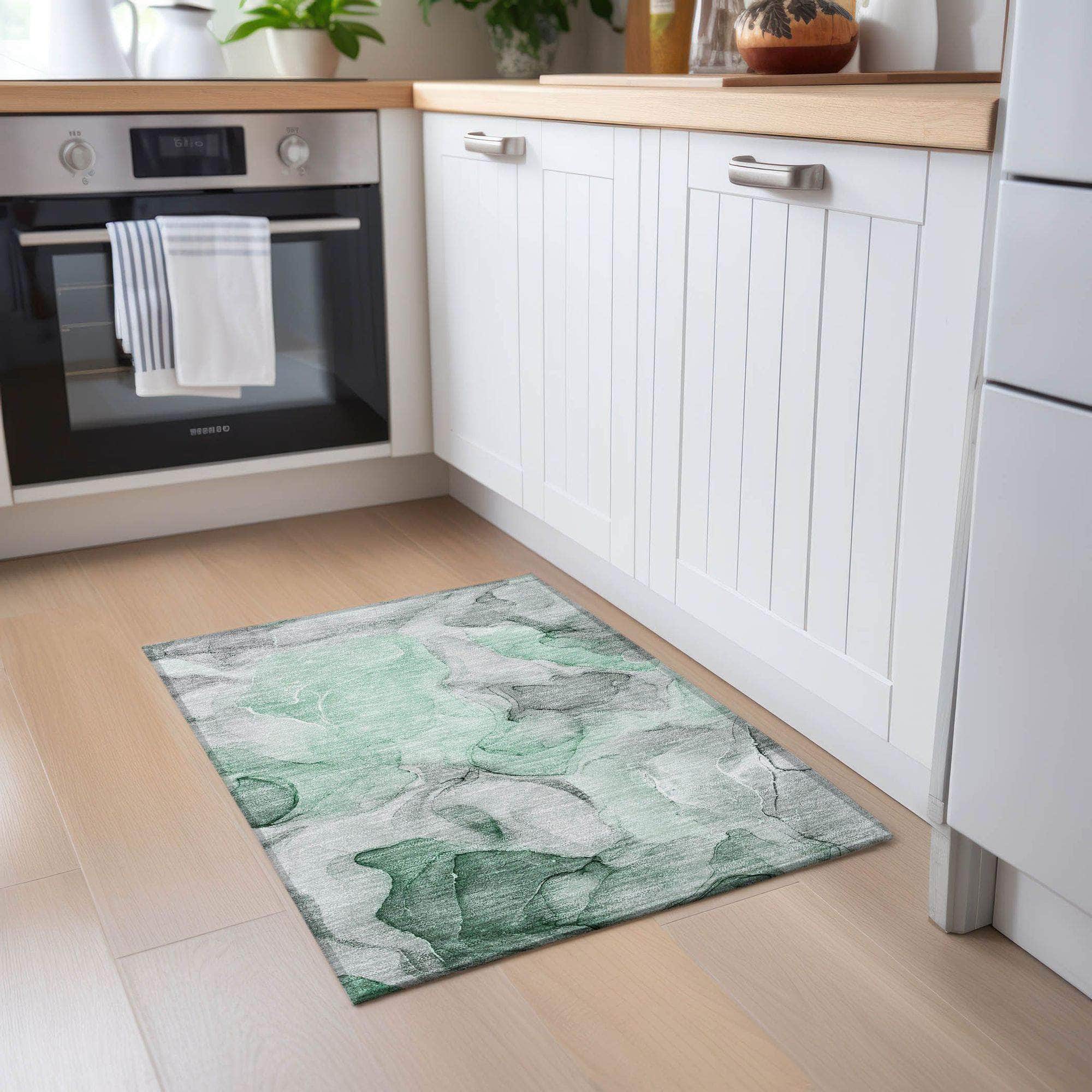Machine Made ACN504 Green Rugs