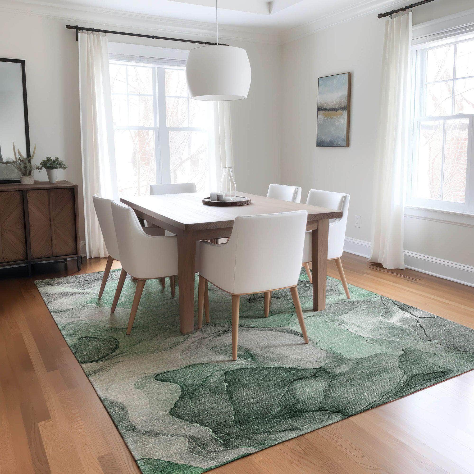 Machine Made ACN504 Green Rugs