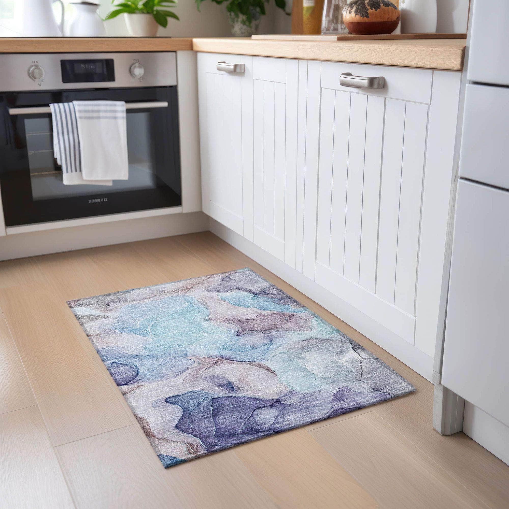 Machine Made ACN504 Navy Blue Rugs