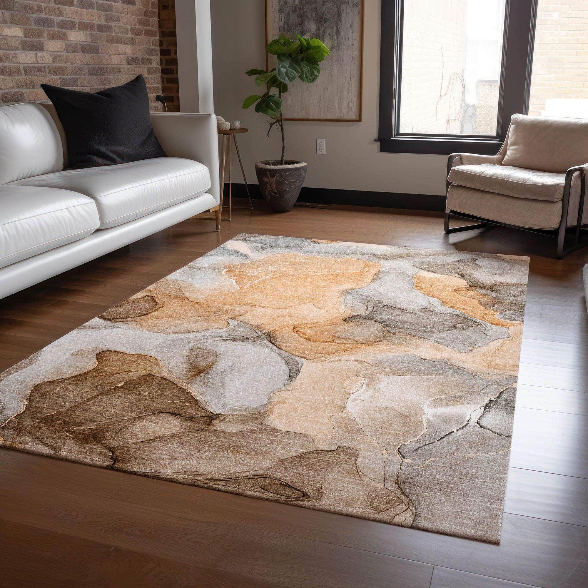 Machine Made ACN504 Orange Rugs