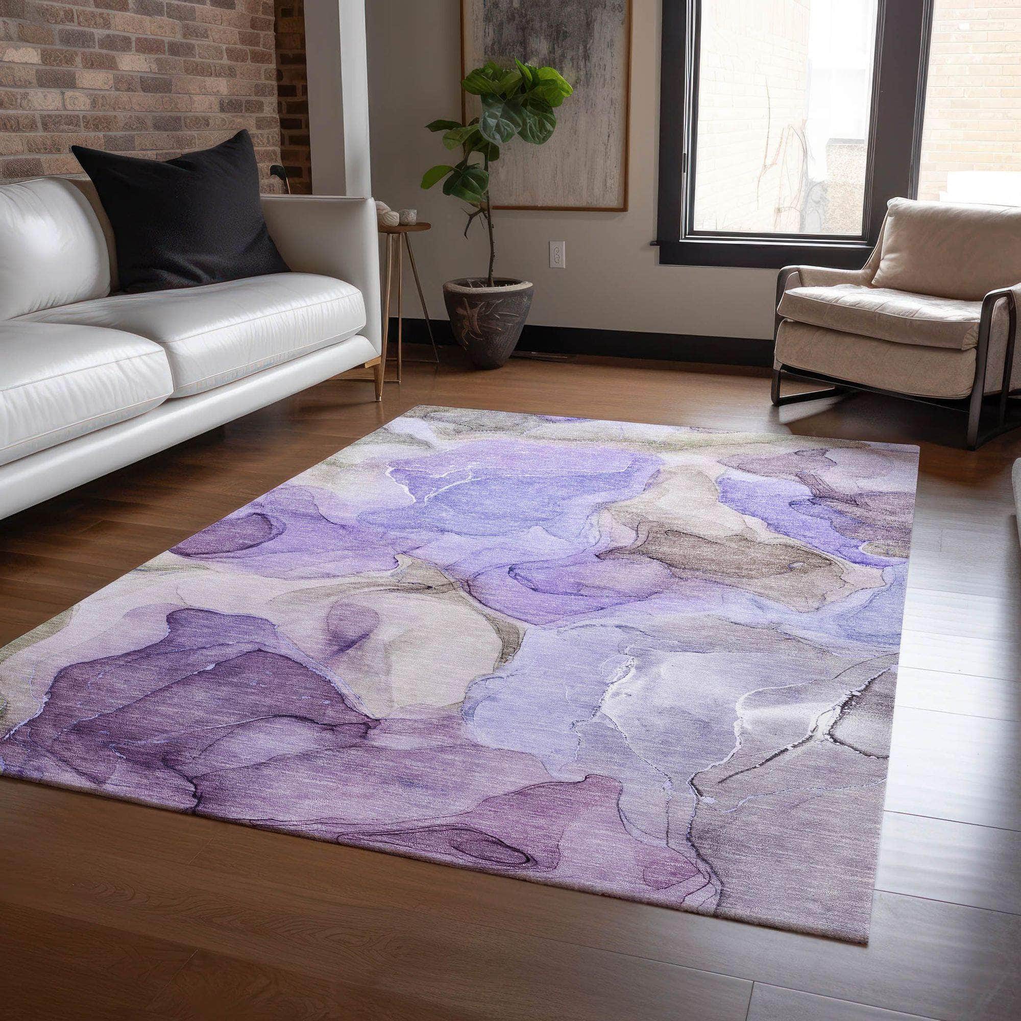 Machine Made ACN504 Purple Rugs