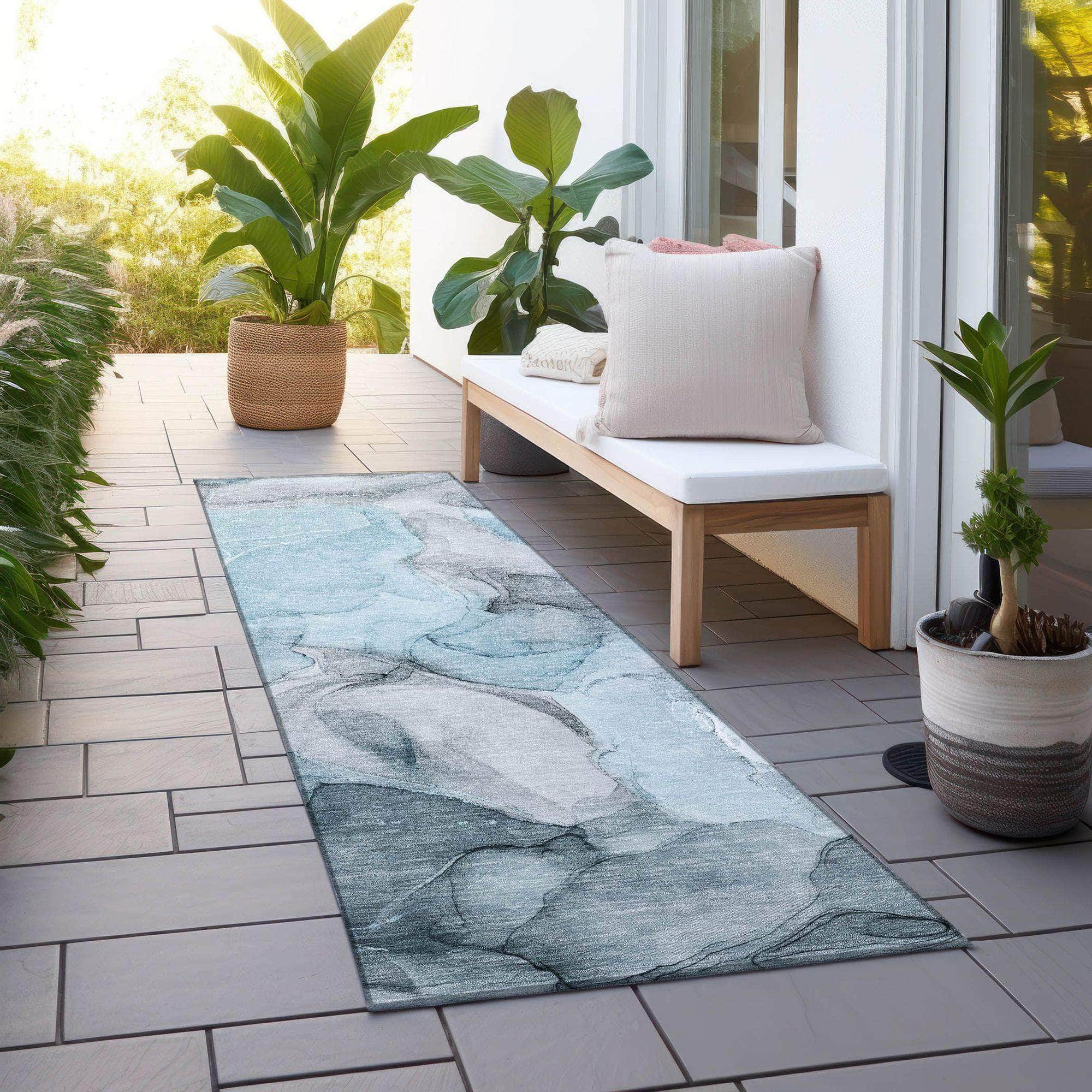 Machine Made ACN504 Teal Rugs
