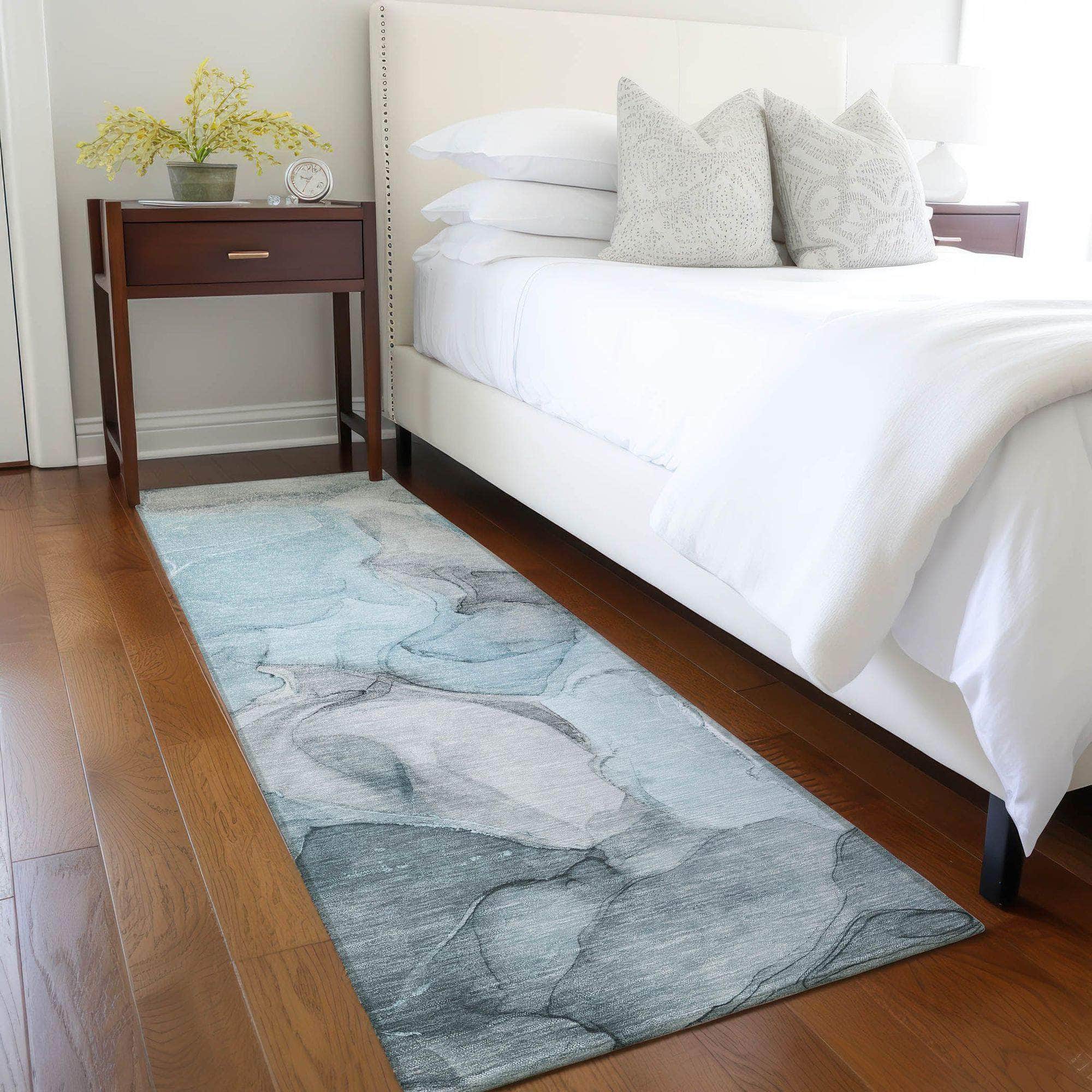 Machine Made ACN504 Teal Rugs