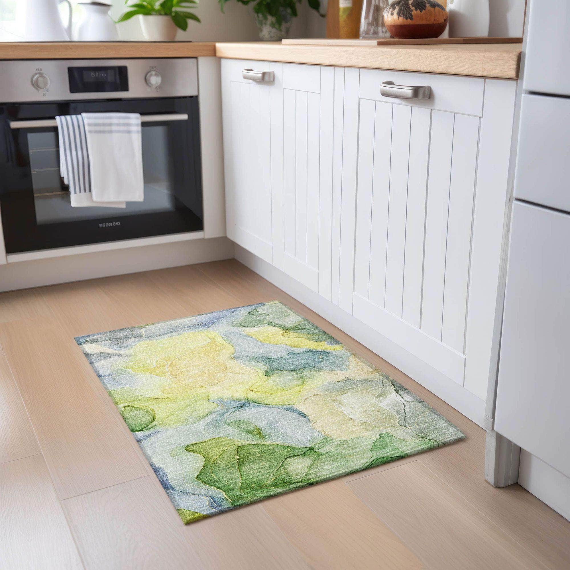 Machine Made ACN504 Yellow Gold Rugs