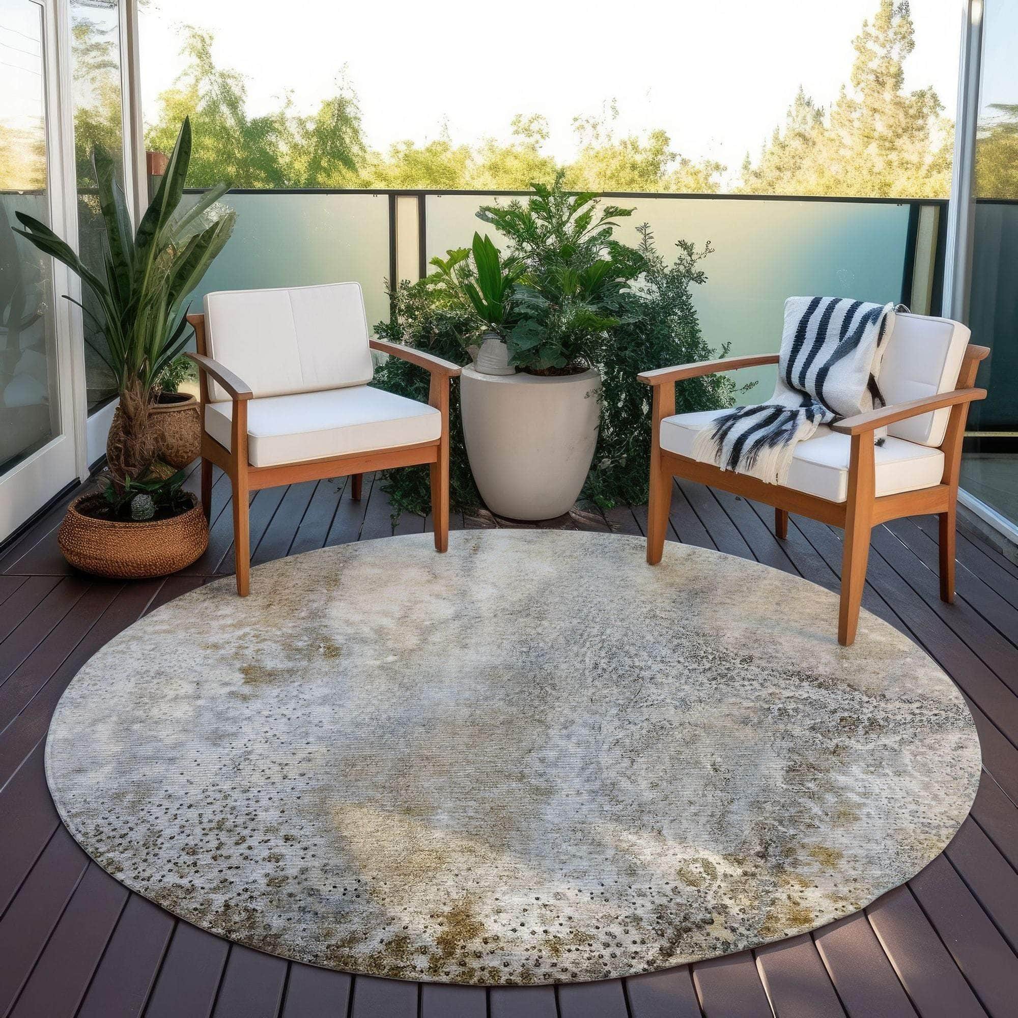 Machine Made ACN505 Beige Brown Rugs