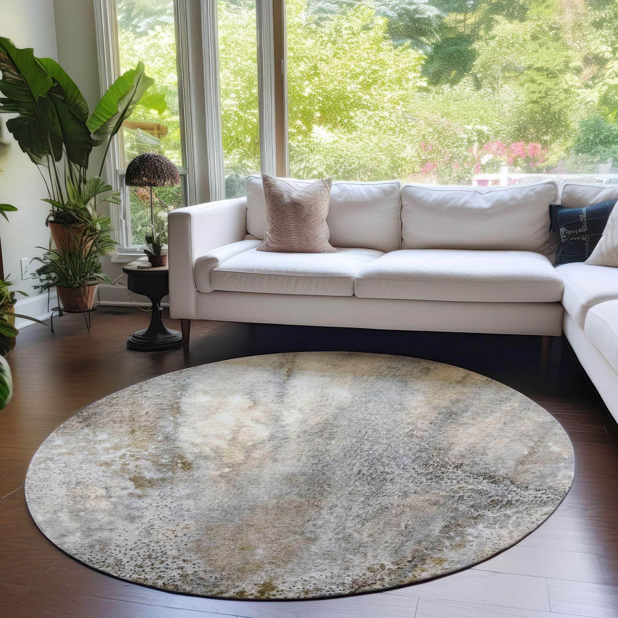 Machine Made ACN505 Beige Brown Rugs