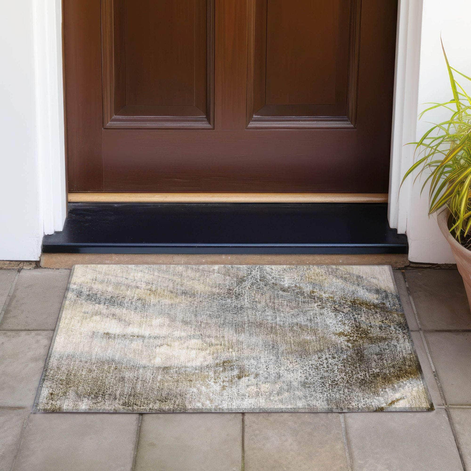 Machine Made ACN505 Beige Brown Rugs