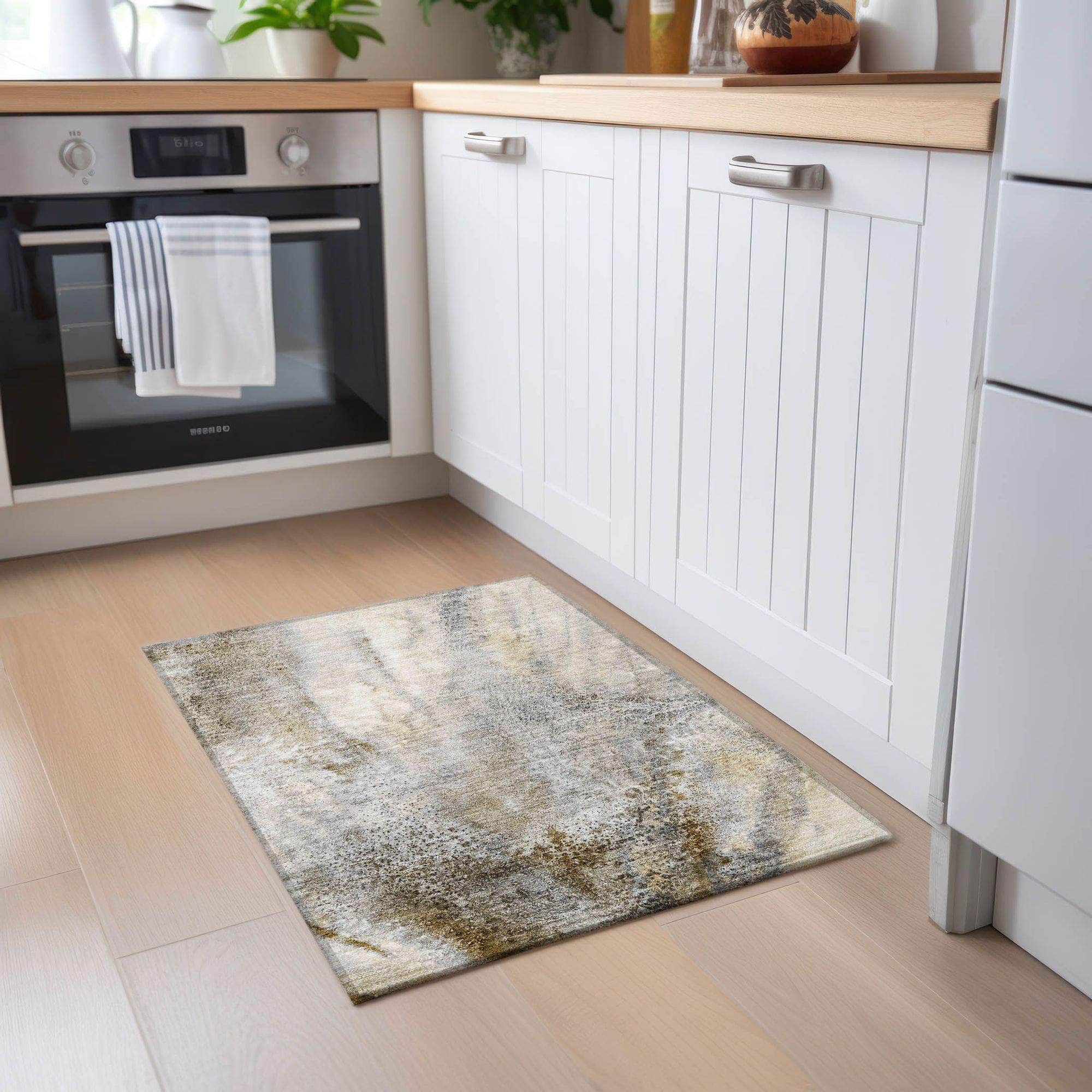 Machine Made ACN505 Beige Brown Rugs