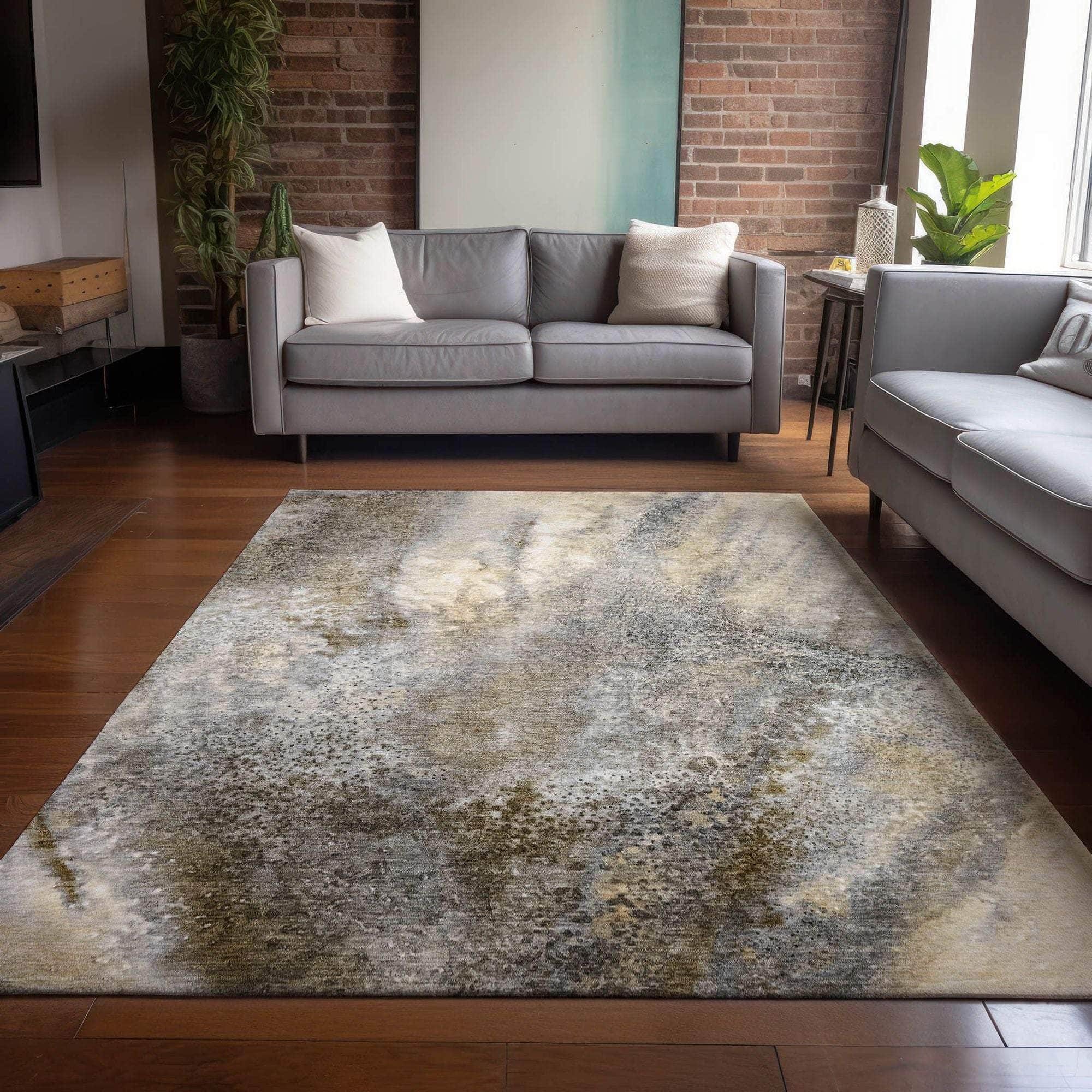 Machine Made ACN505 Beige Brown Rugs