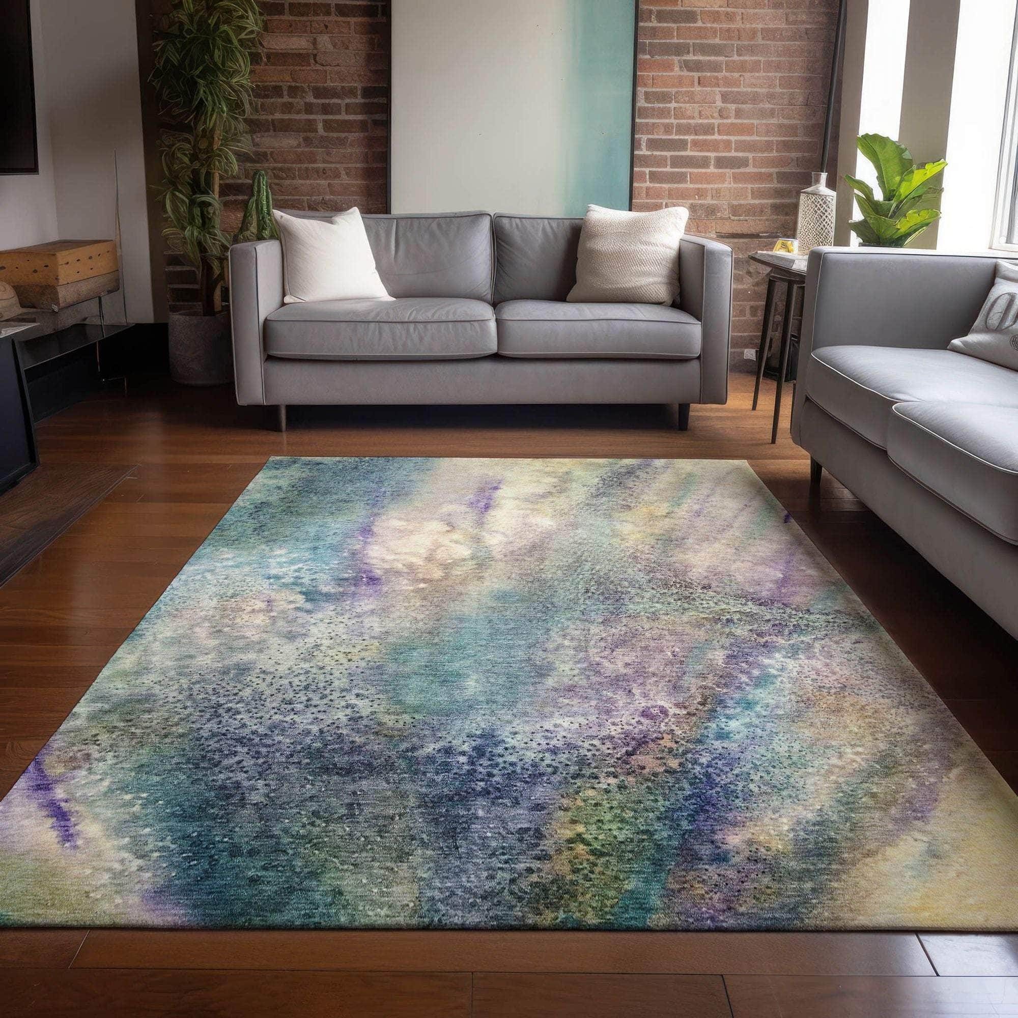 Machine Made ACN505 Blue Rugs