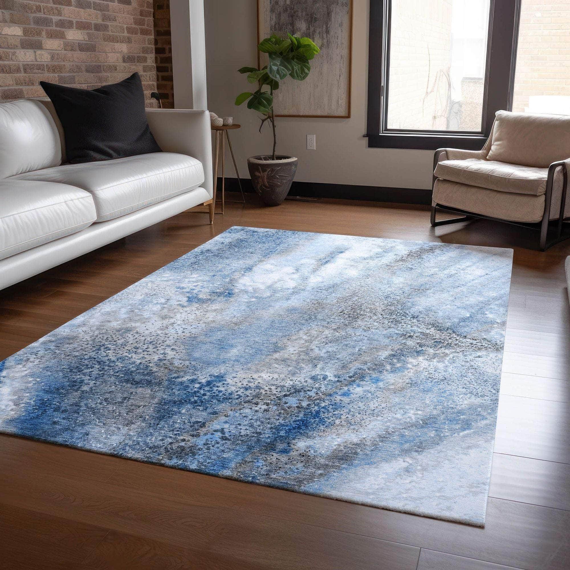 Machine Made ACN505 Navy Blue Rugs