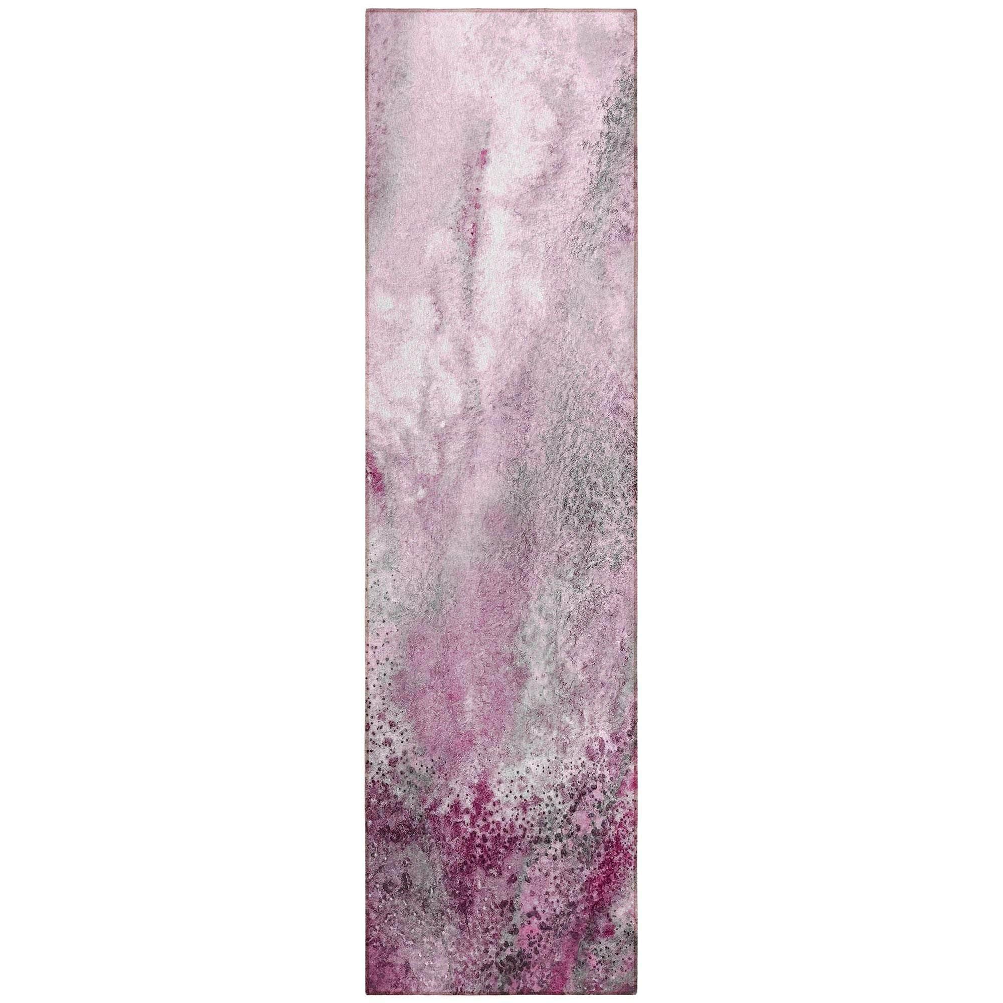 Machine Washable Pink Rug - Indoor / Outdoor - Kids / Pet Friendly Watercolors Print Rug