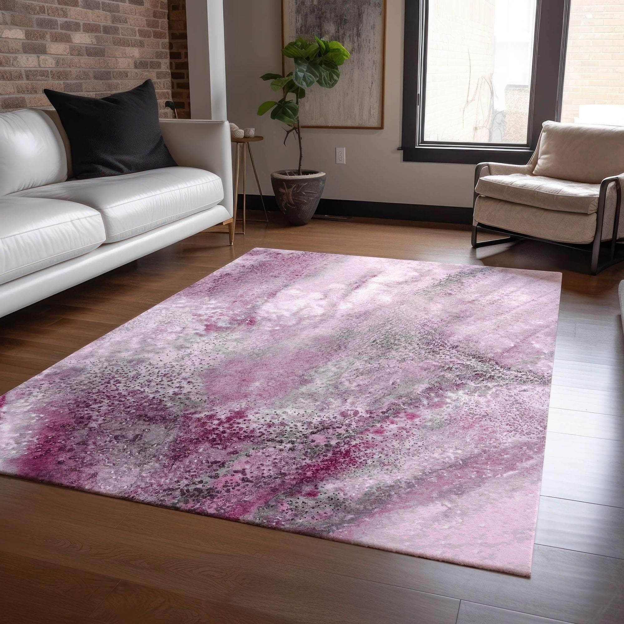 Machine Made ACN505 Pink Rugs