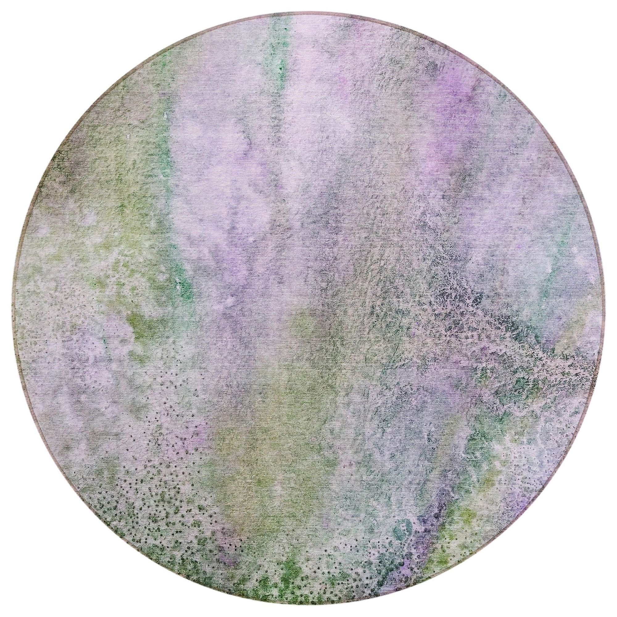 Machine Washable Purple Rug - Indoor / Outdoor - Kids / Pet Friendly Watercolors Print Rug