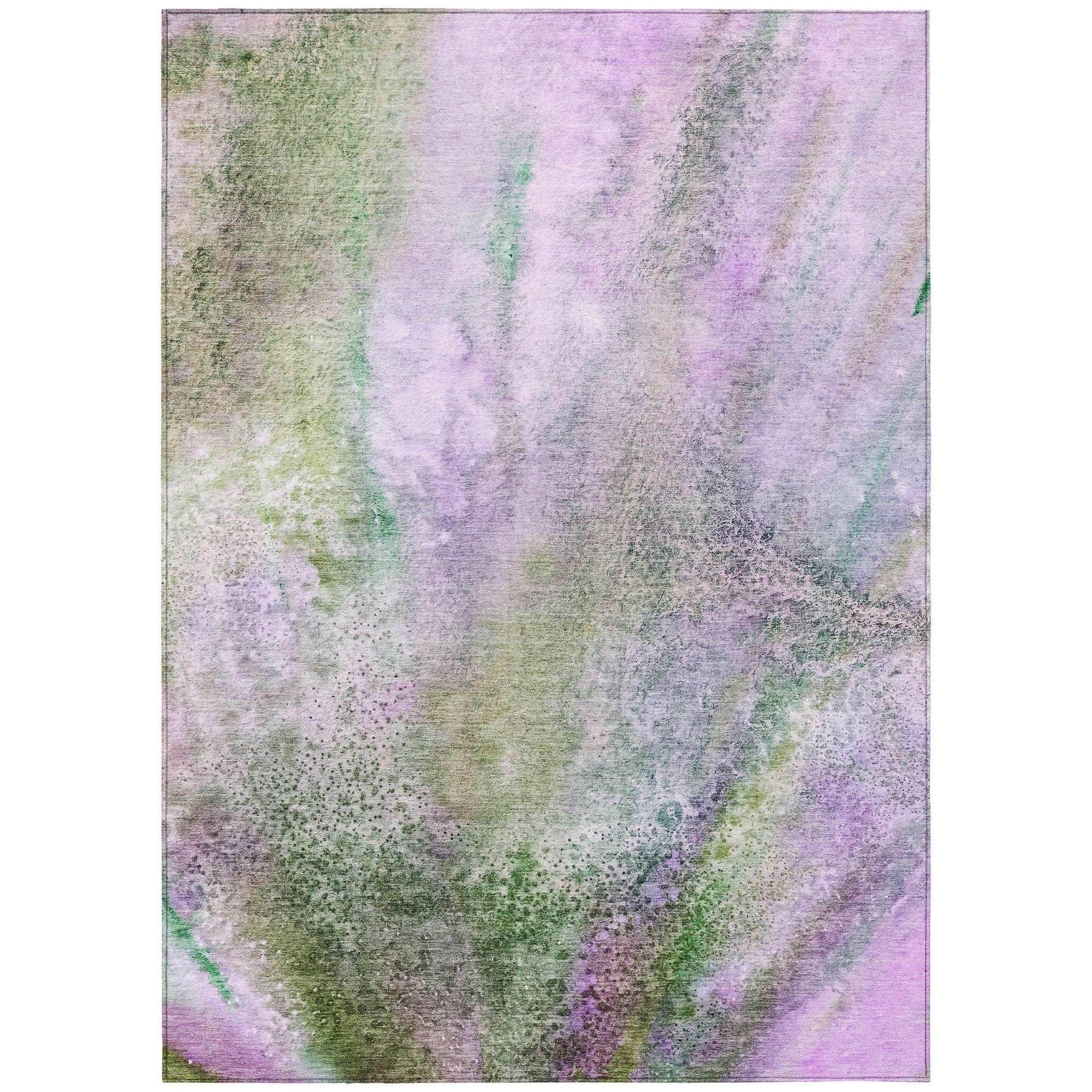 Machine Washable Purple Rug - Indoor / Outdoor - Kids / Pet Friendly Watercolors Print Rug