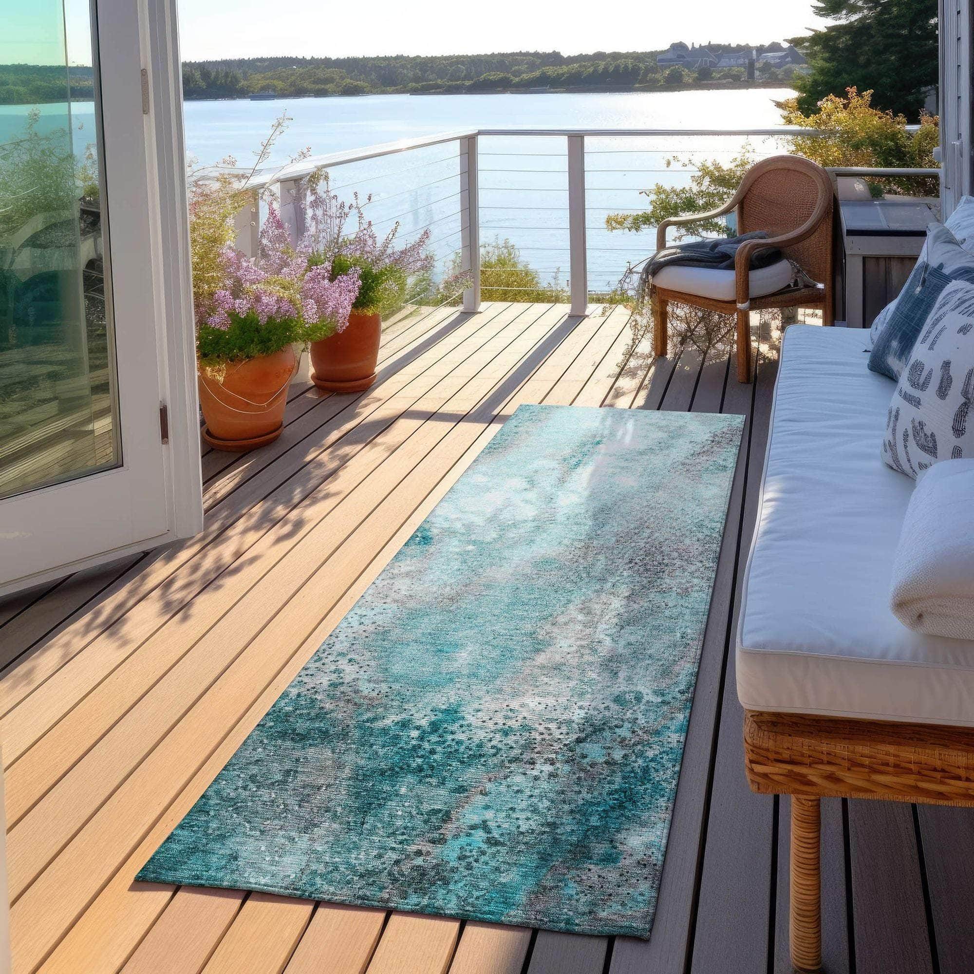 Machine Made ACN505 Teal Rugs