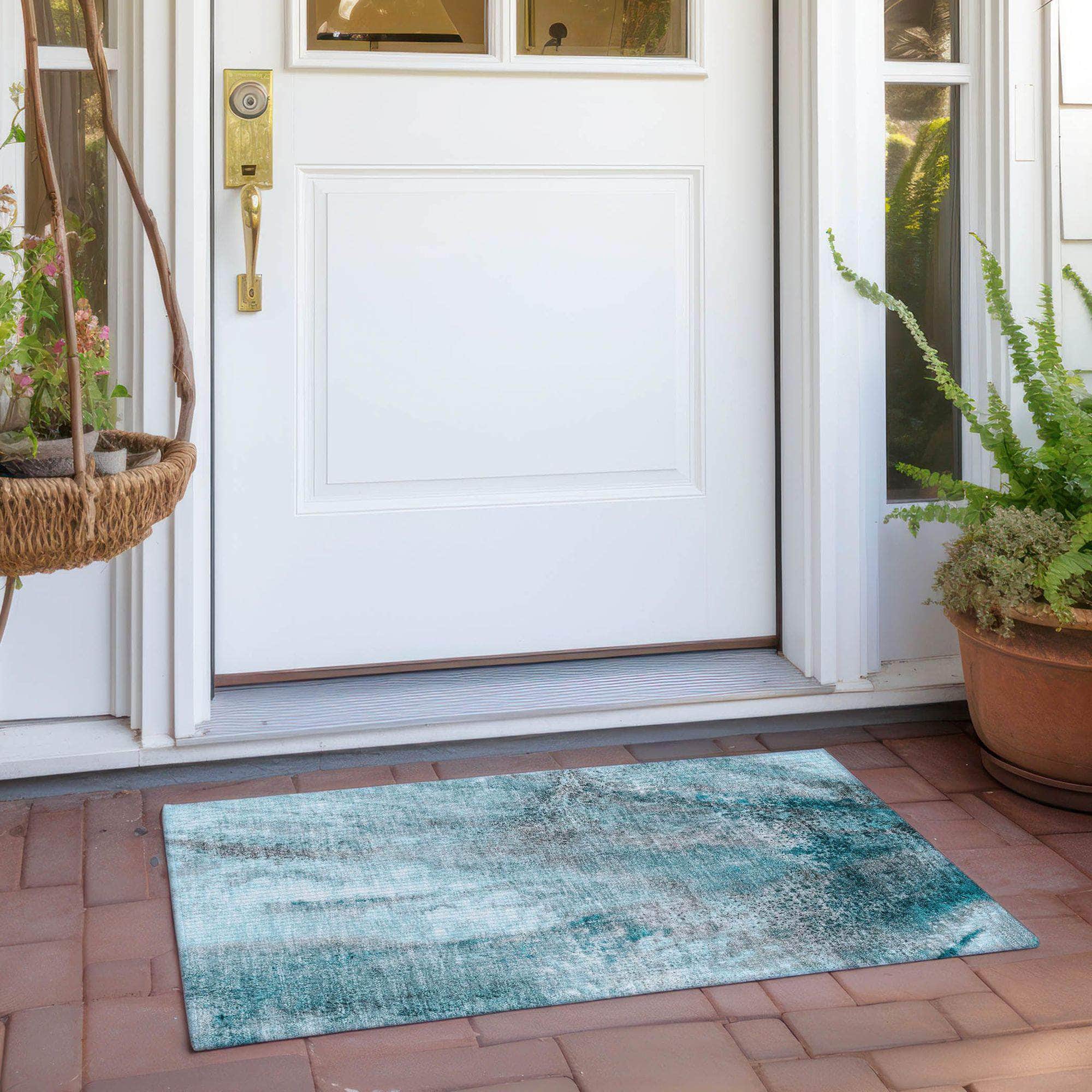 Machine Made ACN505 Teal Rugs