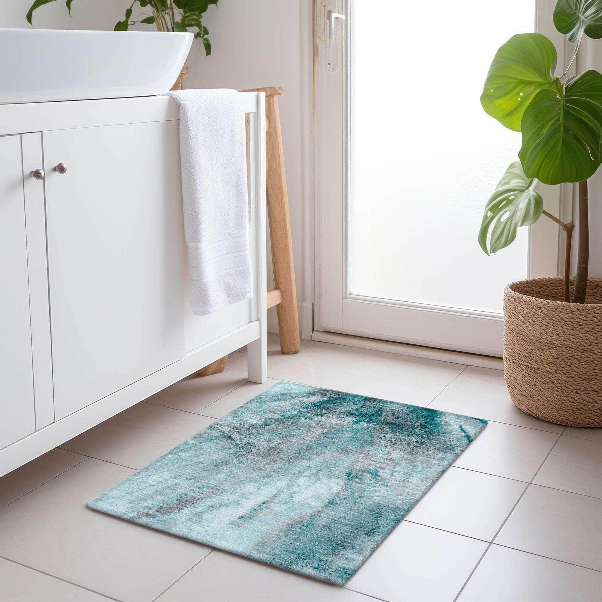 Machine Made ACN505 Teal Rugs
