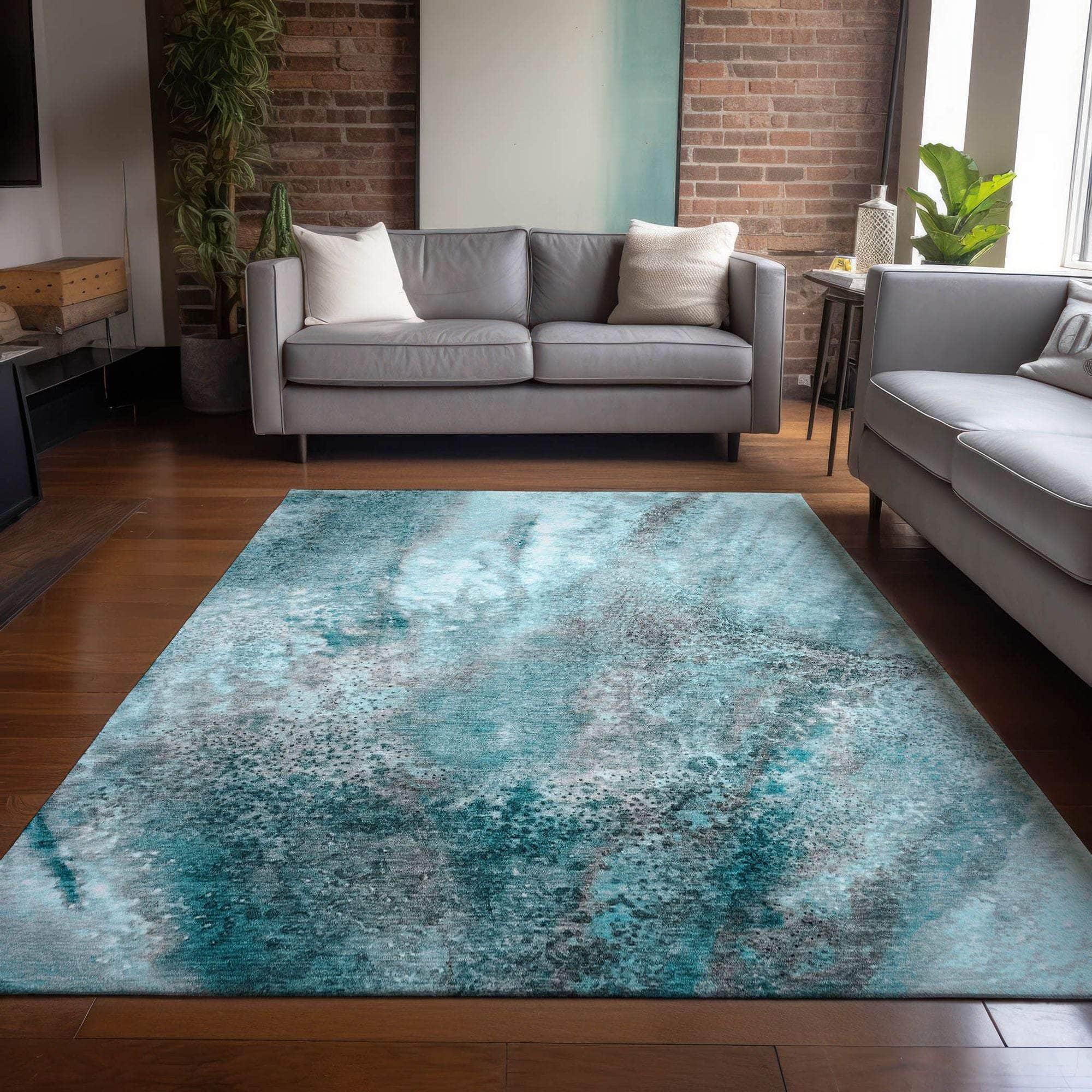 Machine Made ACN505 Teal Rugs