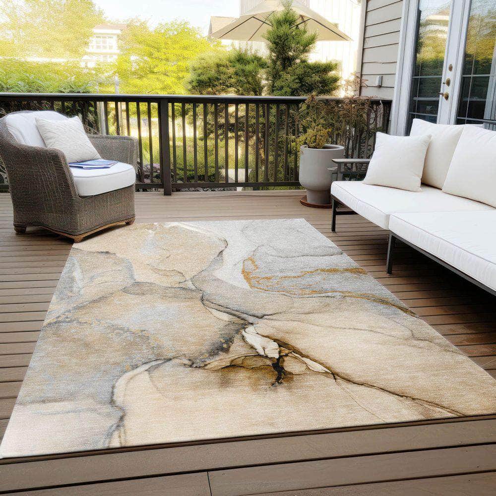 Machine Made ACN506 Beige Brown Rugs