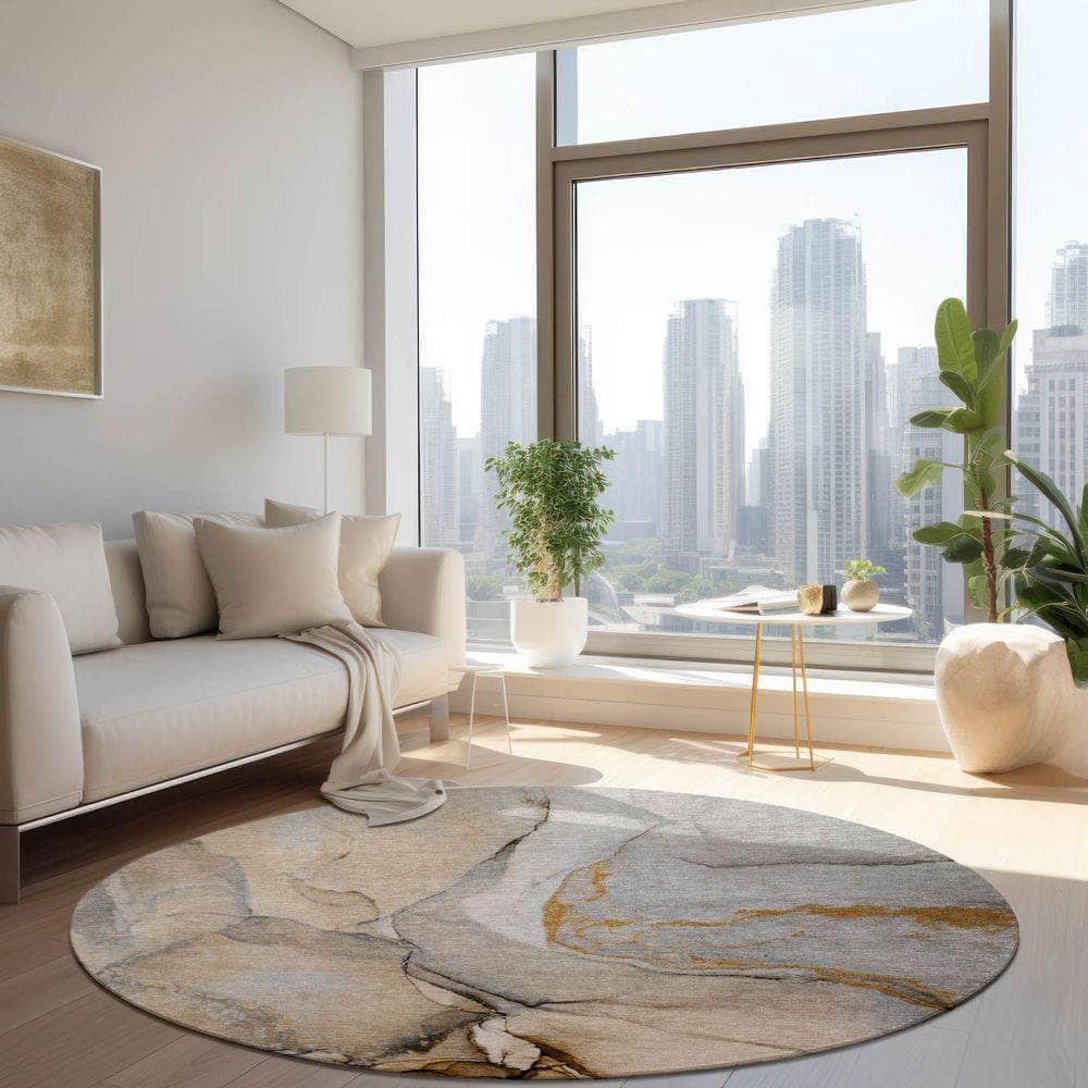 Machine Made ACN506 Beige Brown Rugs