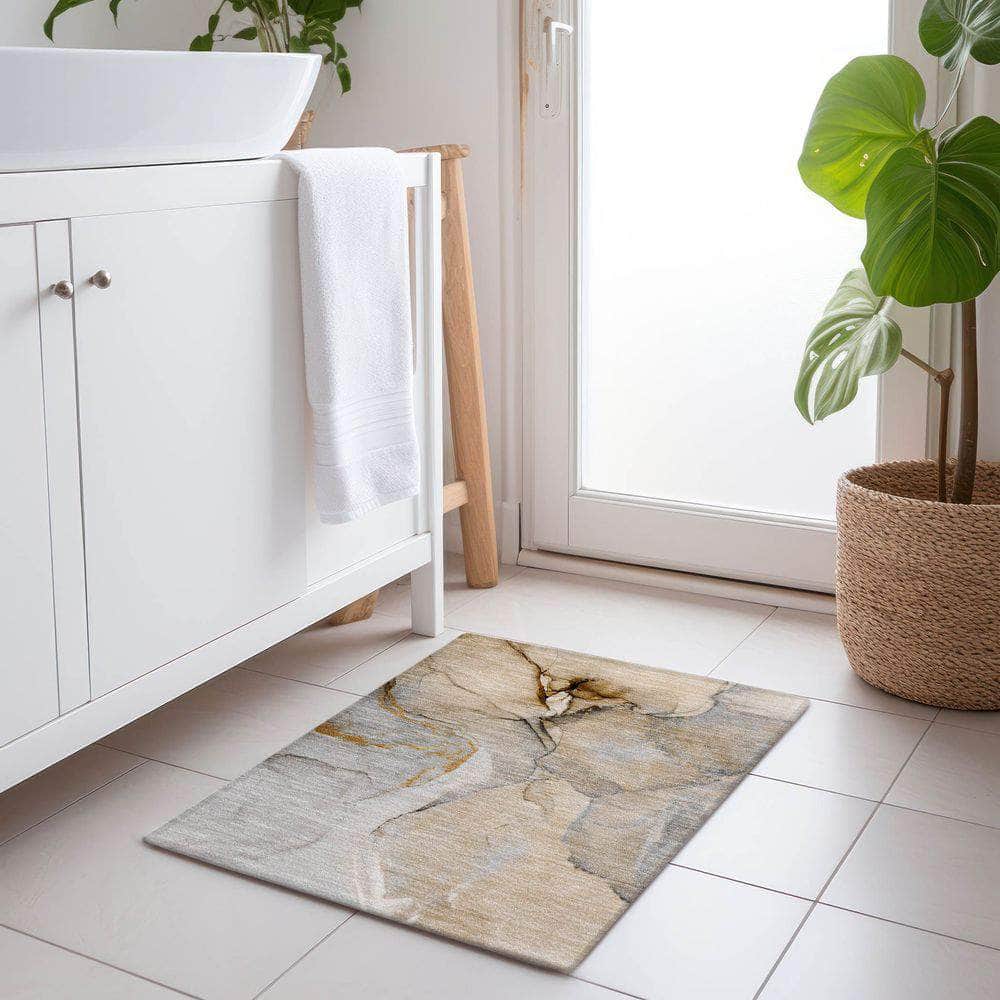 Machine Made ACN506 Beige Brown Rugs