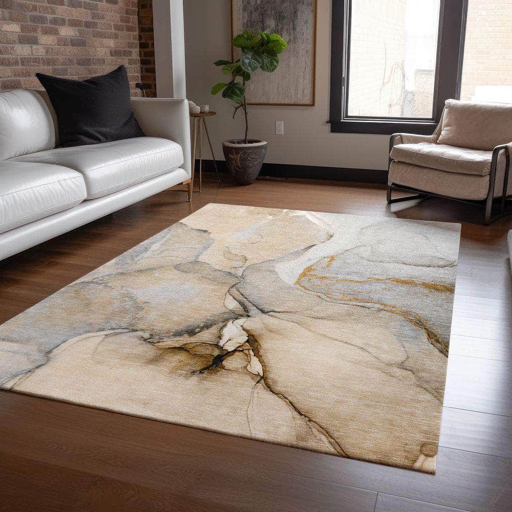 Machine Made ACN506 Beige Brown Rugs