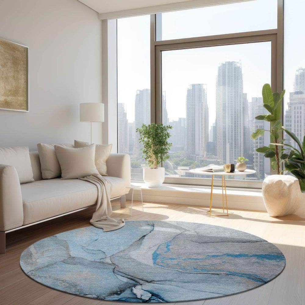 Machine Made ACN506 Blue Rugs