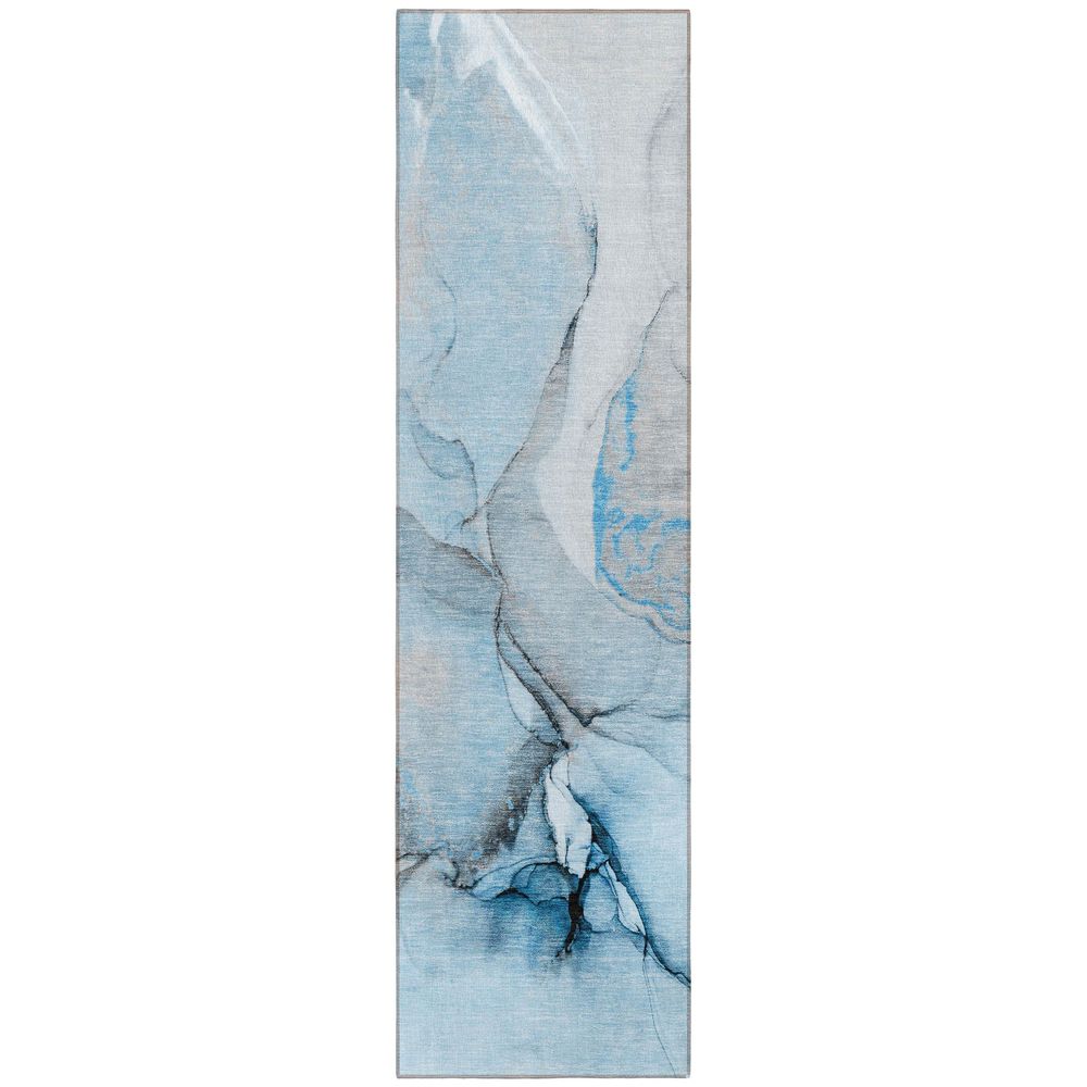 Machine Washable Blue Rug - Indoor / Outdoor - Kids / Pet Friendly Watercolors Print Rug