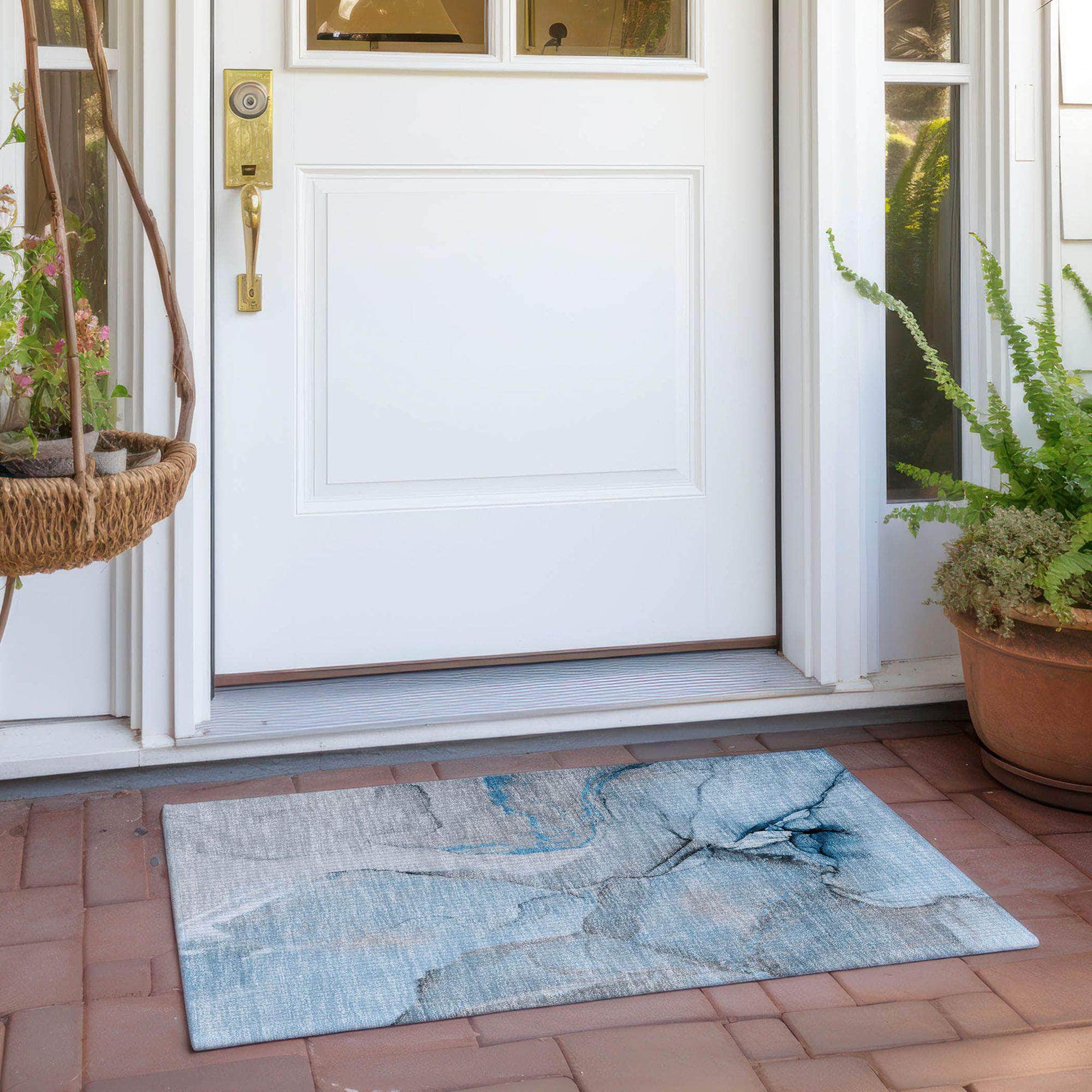 Machine Made ACN506 Blue Rugs