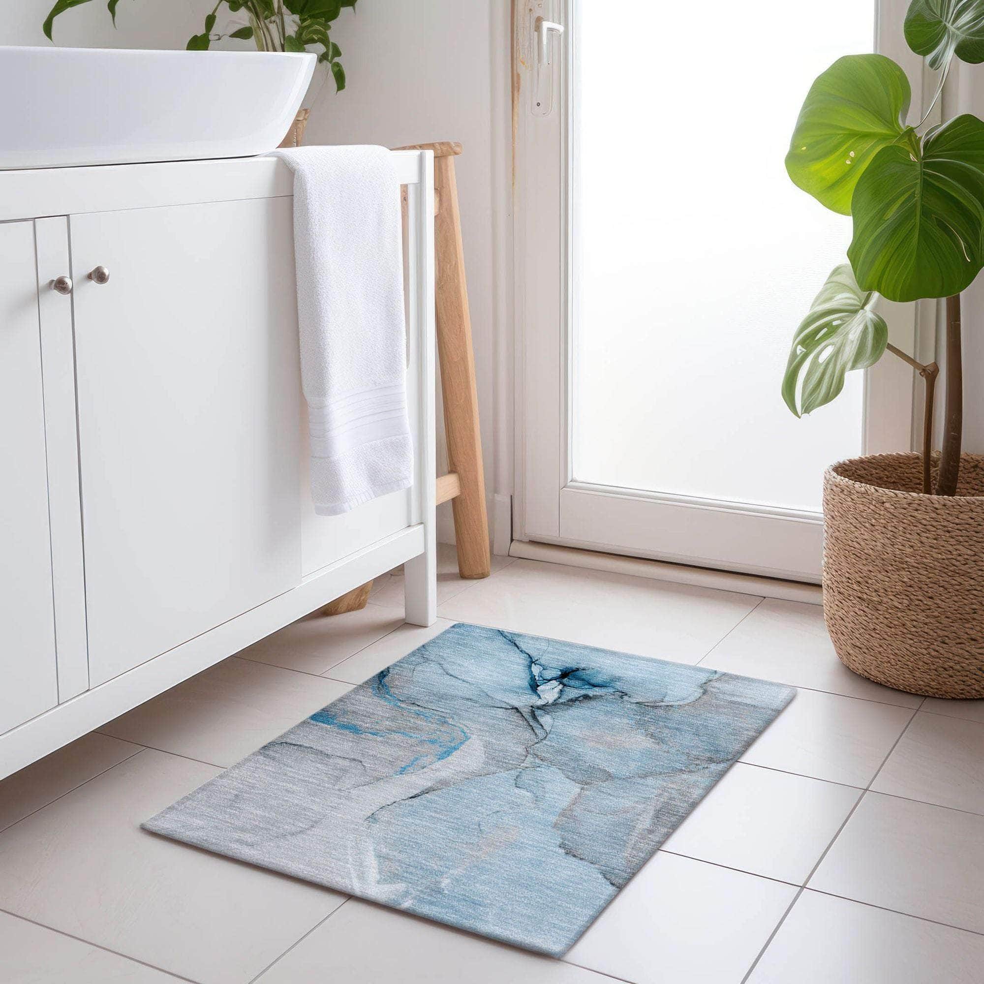 Machine Made ACN506 Blue Rugs