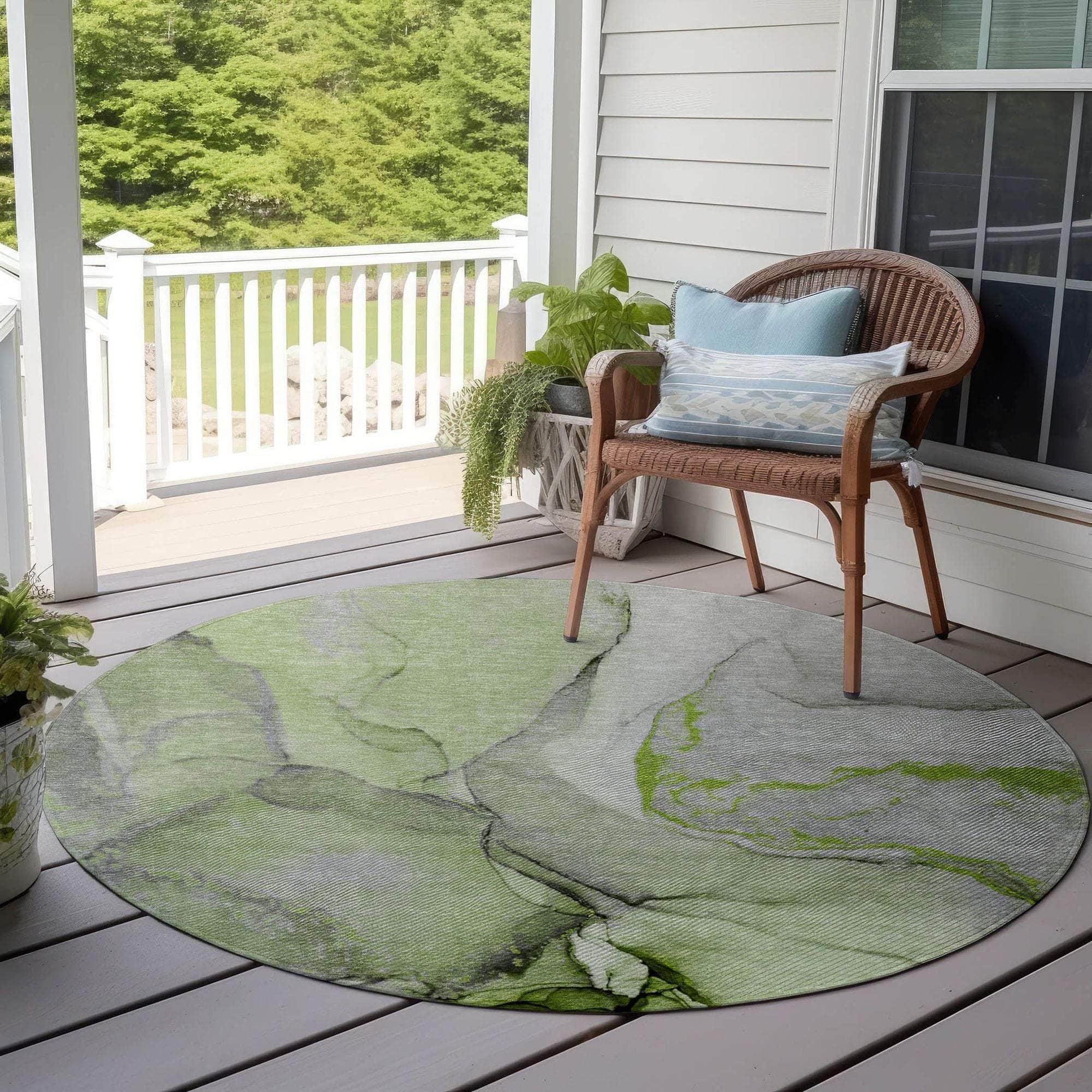 Machine Made ACN506 Green Rugs