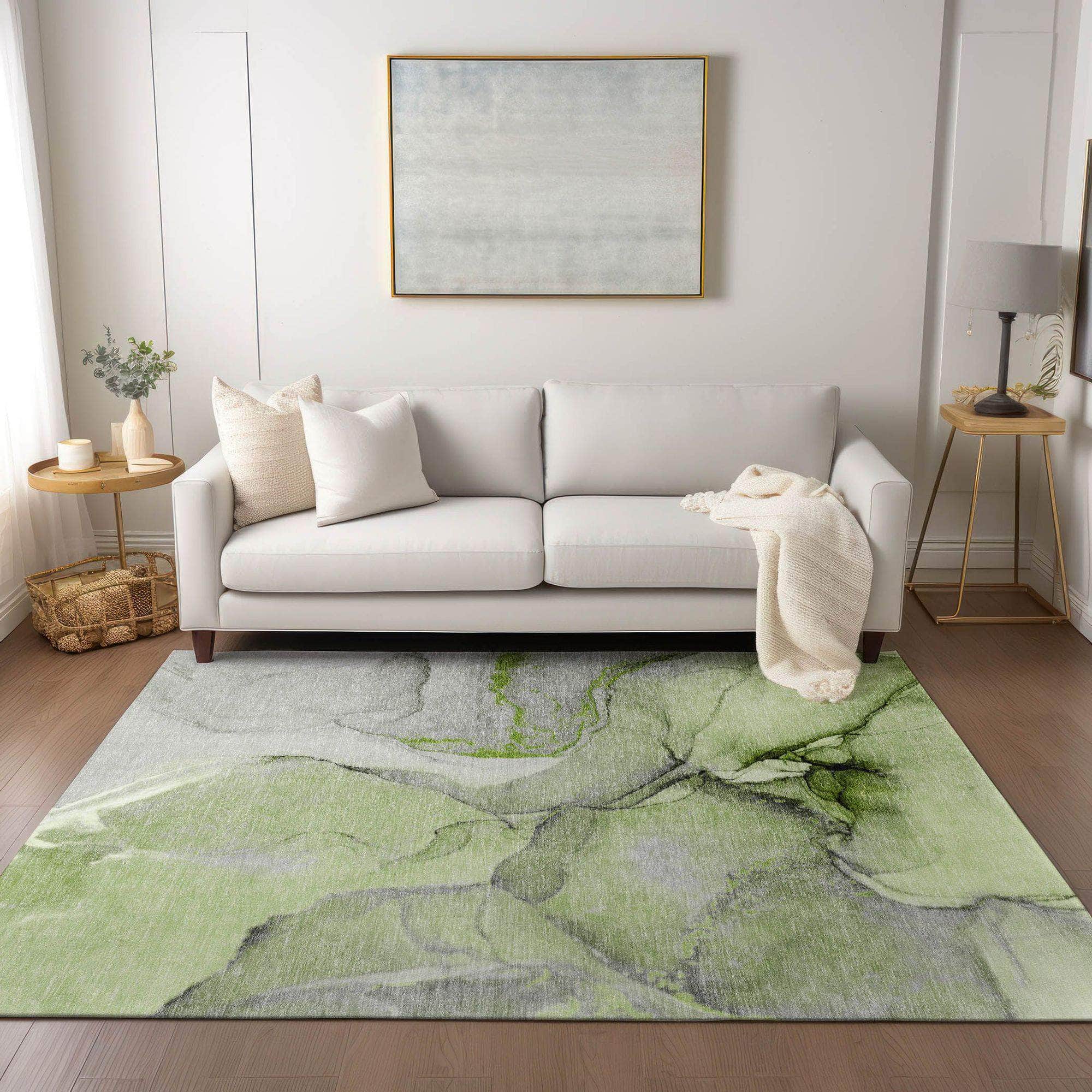 Machine Made ACN506 Green Rugs