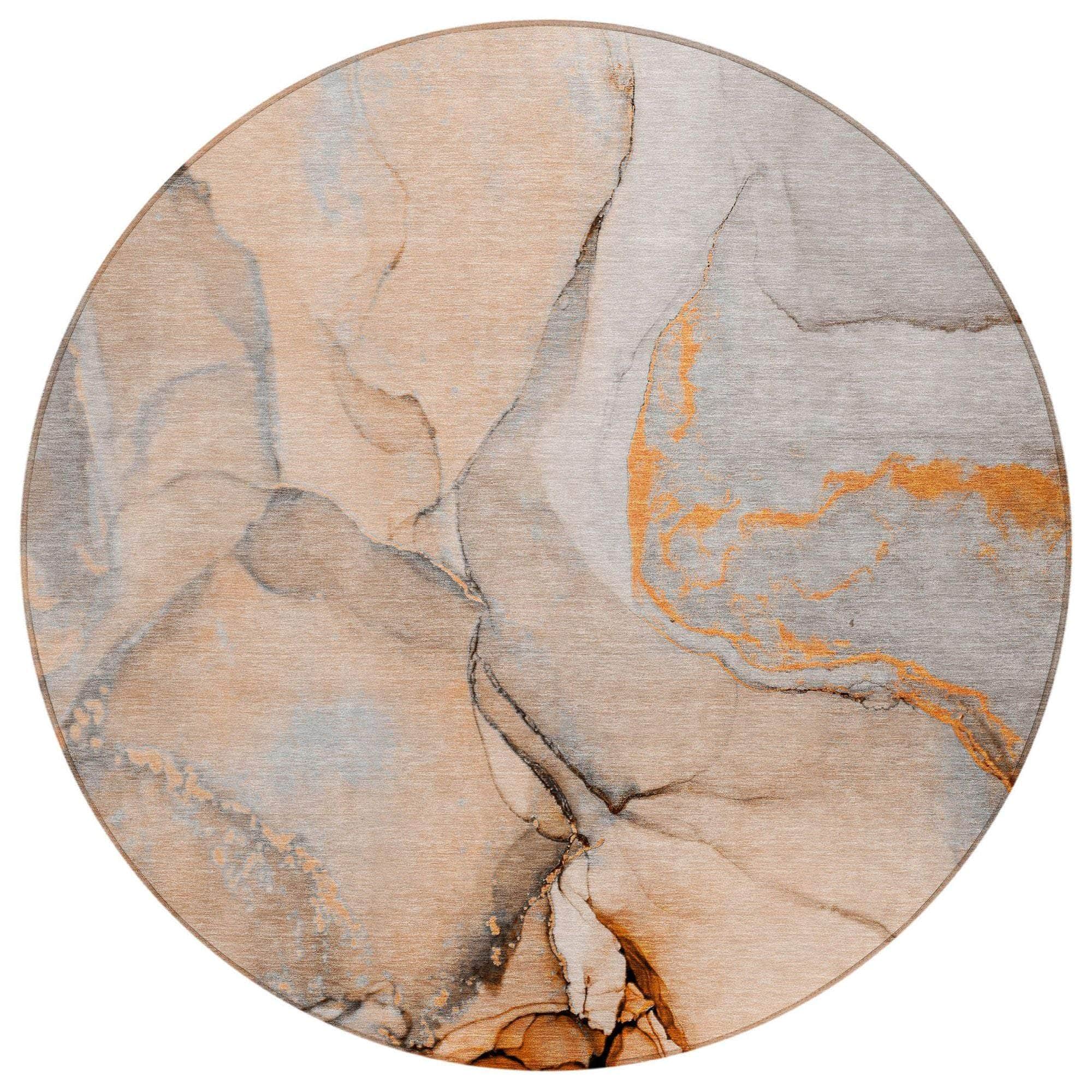 Machine Washable Orange Rug - Indoor / Outdoor - Kids / Pet Friendly Watercolors Print Rug